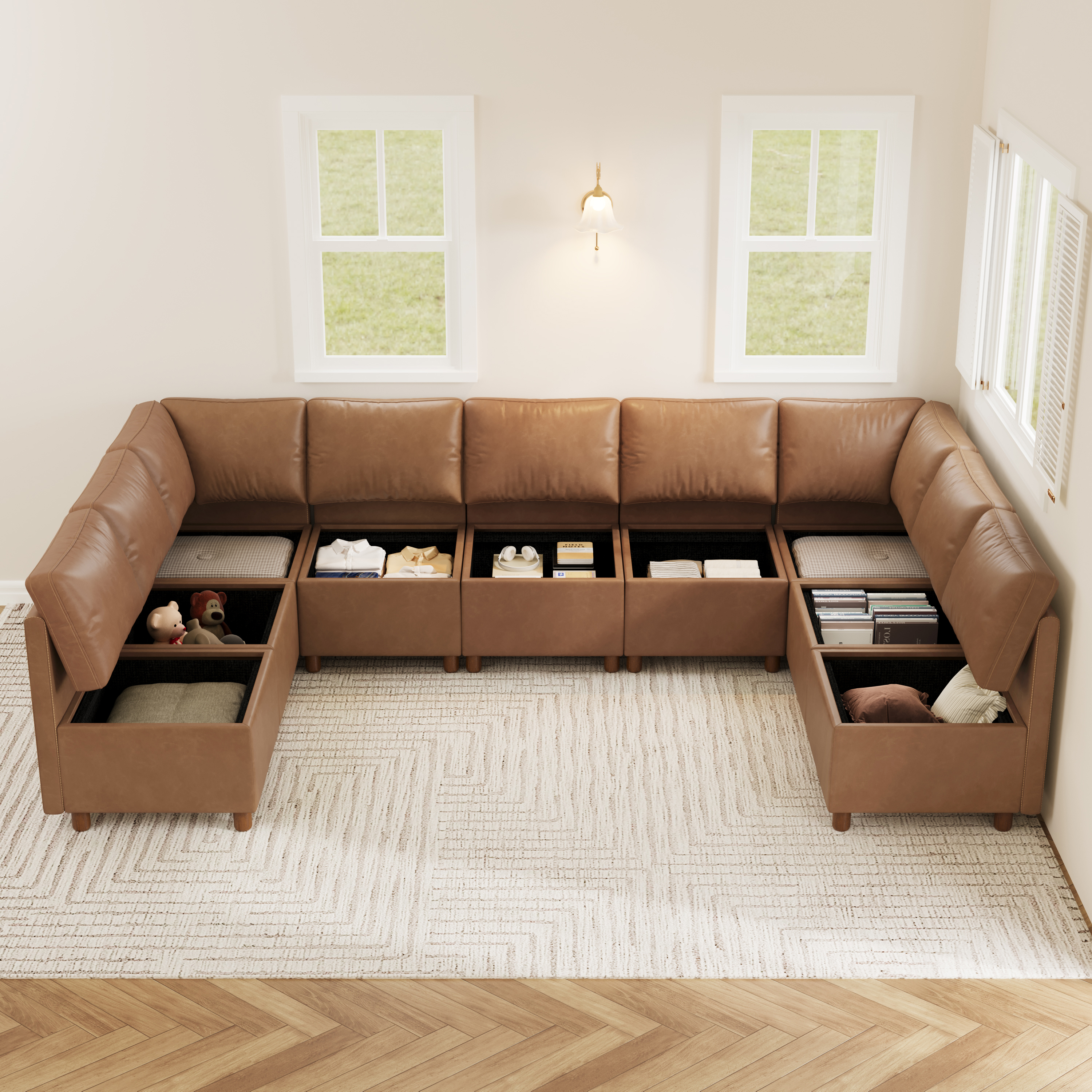 Aura 9-Seat U-Shaped Breakfast Nook with Hidden Storage