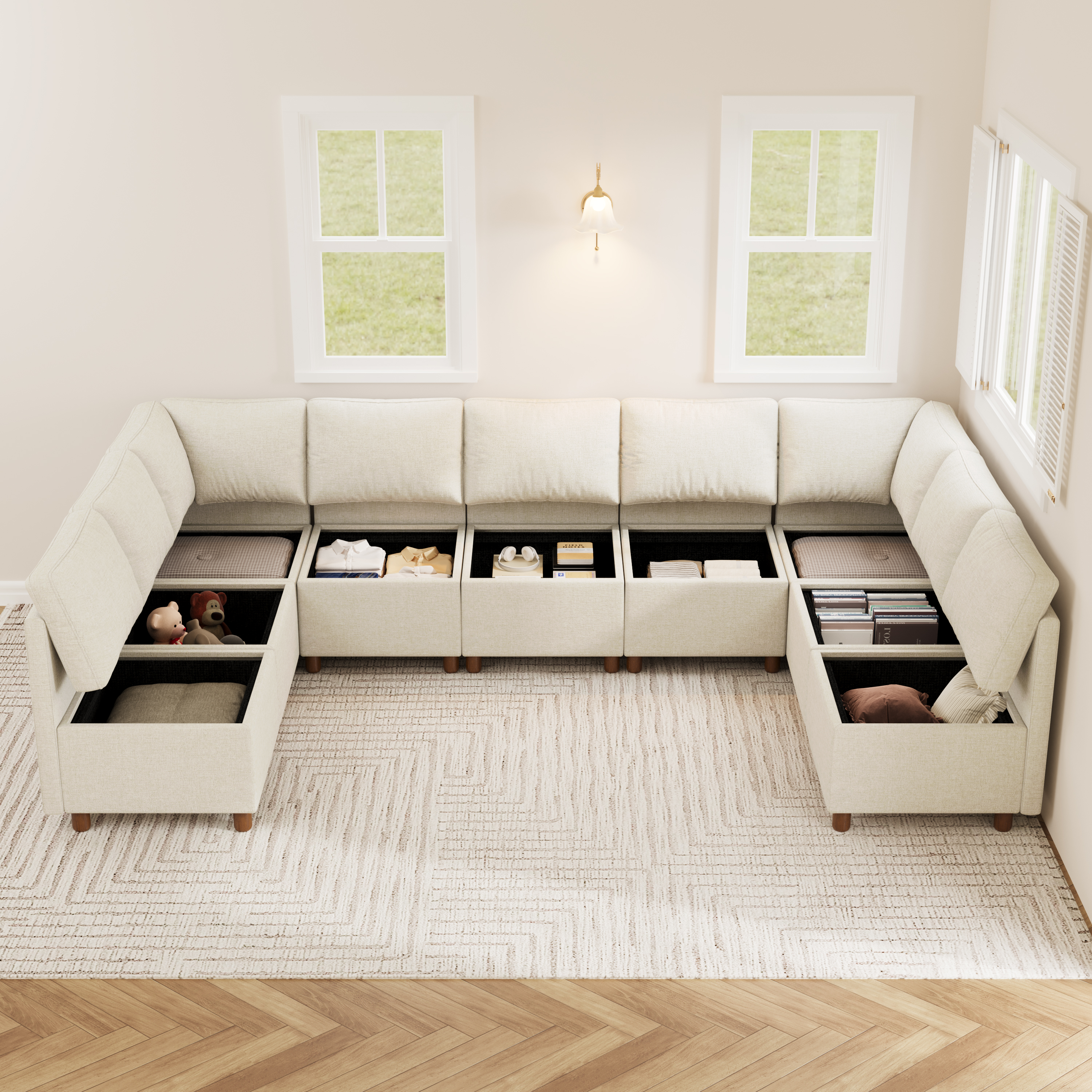 Aura 9-Seat U-Shaped Breakfast Nook with Hidden Storage