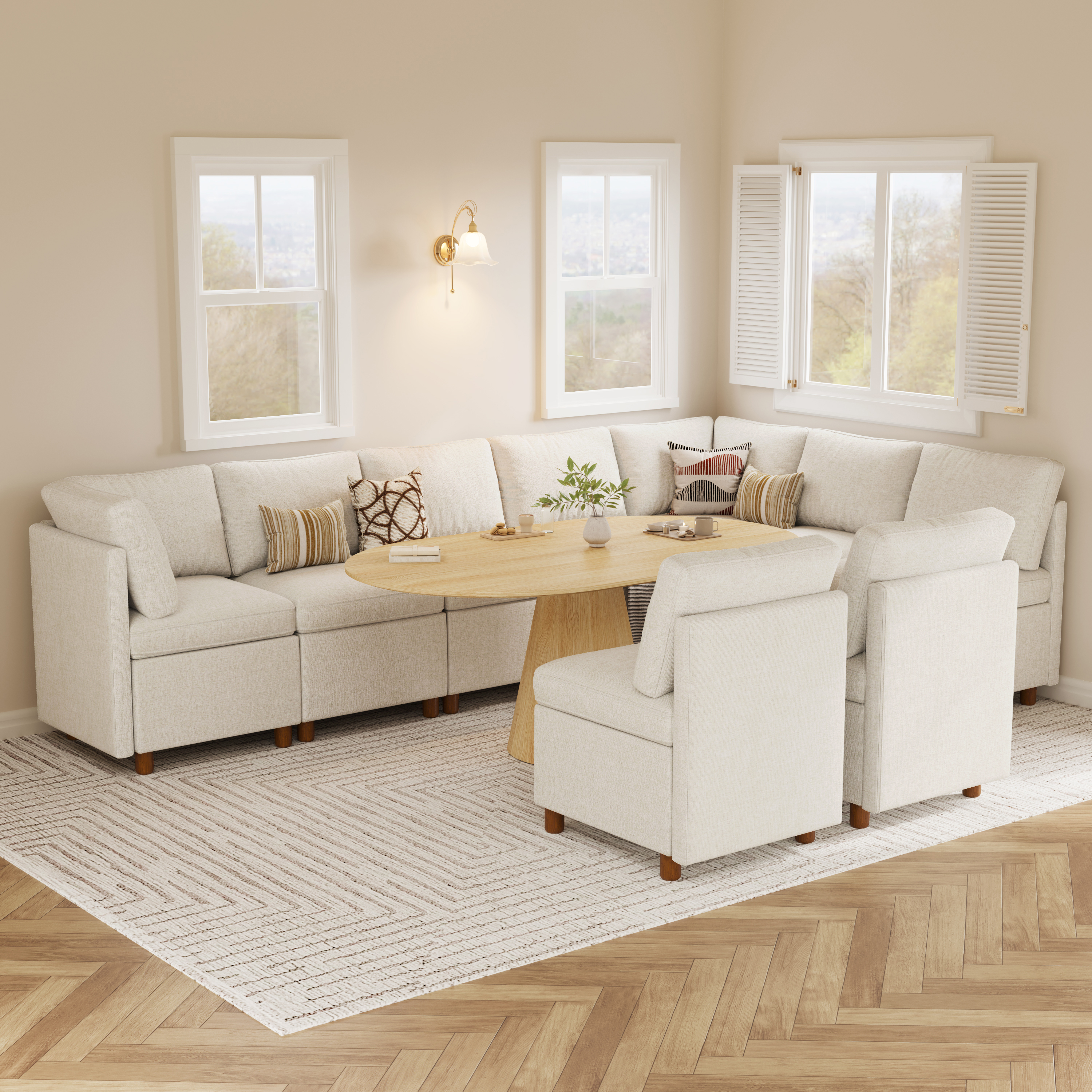 Aura 9-Seat U-Shaped Breakfast Nook with Hidden Storage