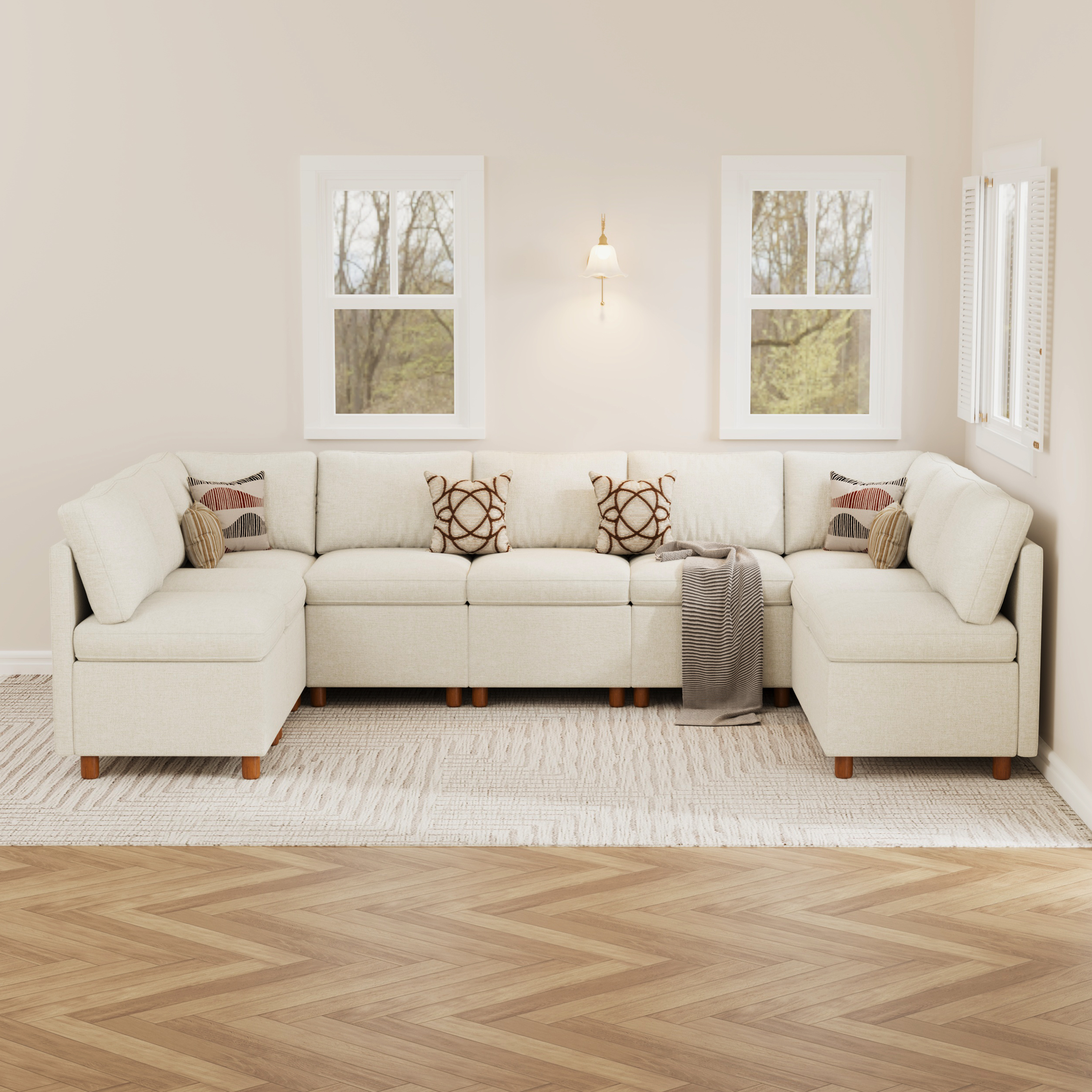 Aura 9-Seat U Shaped Nook with Hidden Storage | SITJOY