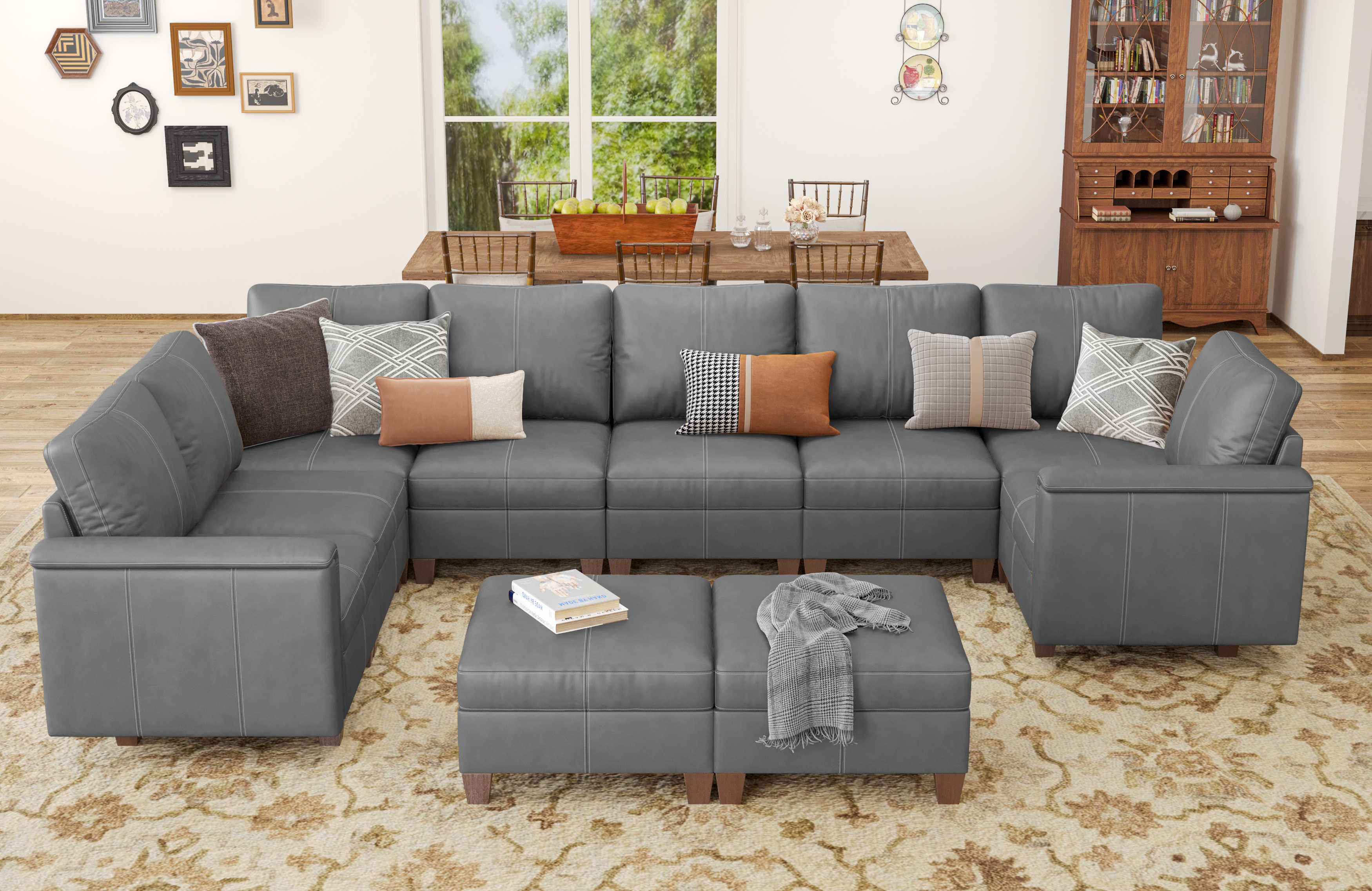MS-01 Modular SectionaL Sofa 8 Seats With 2 Ottomans