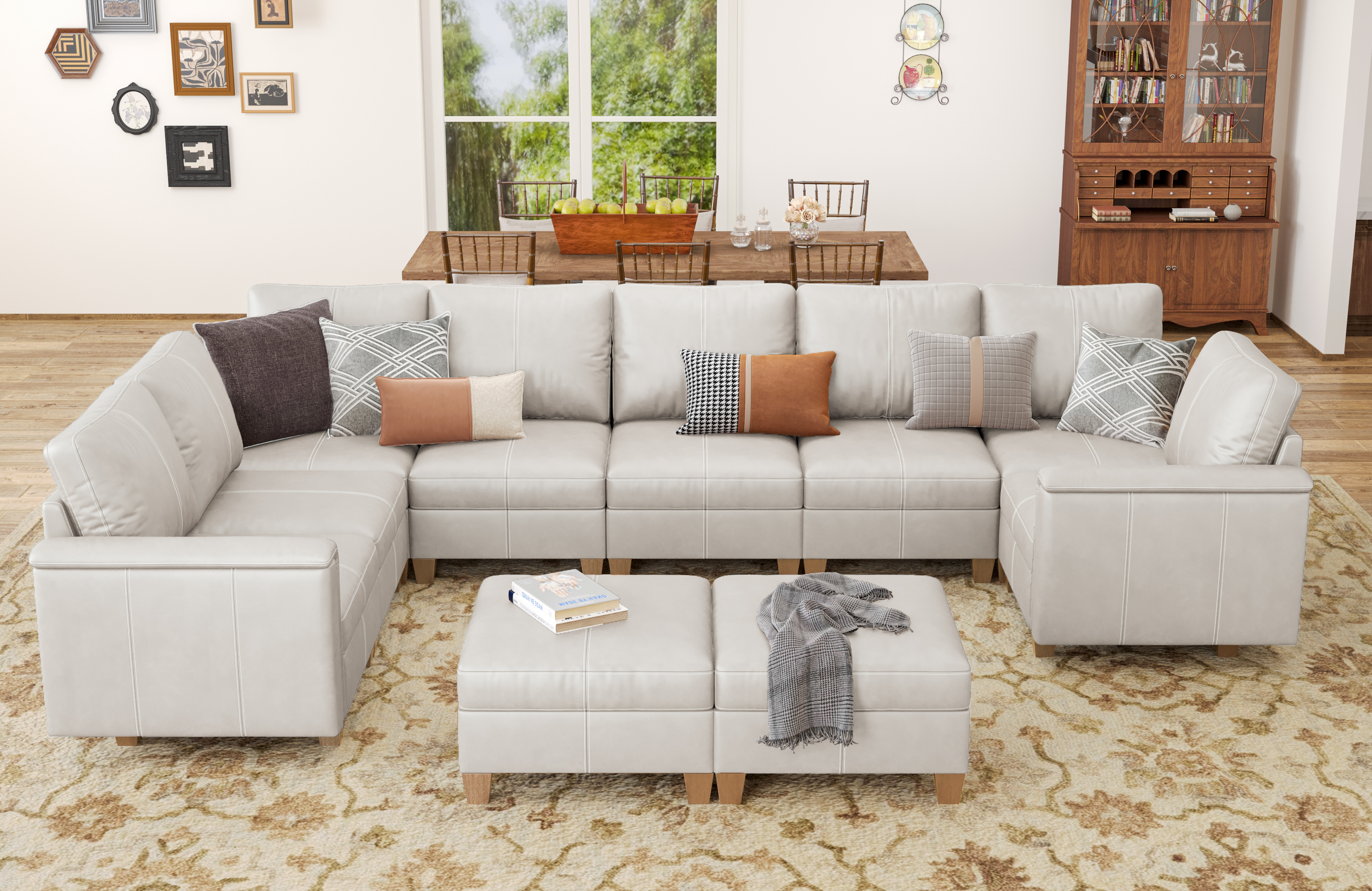 MS-01 Modular SectionaL Sofa 8 Seats With 2 Ottomans