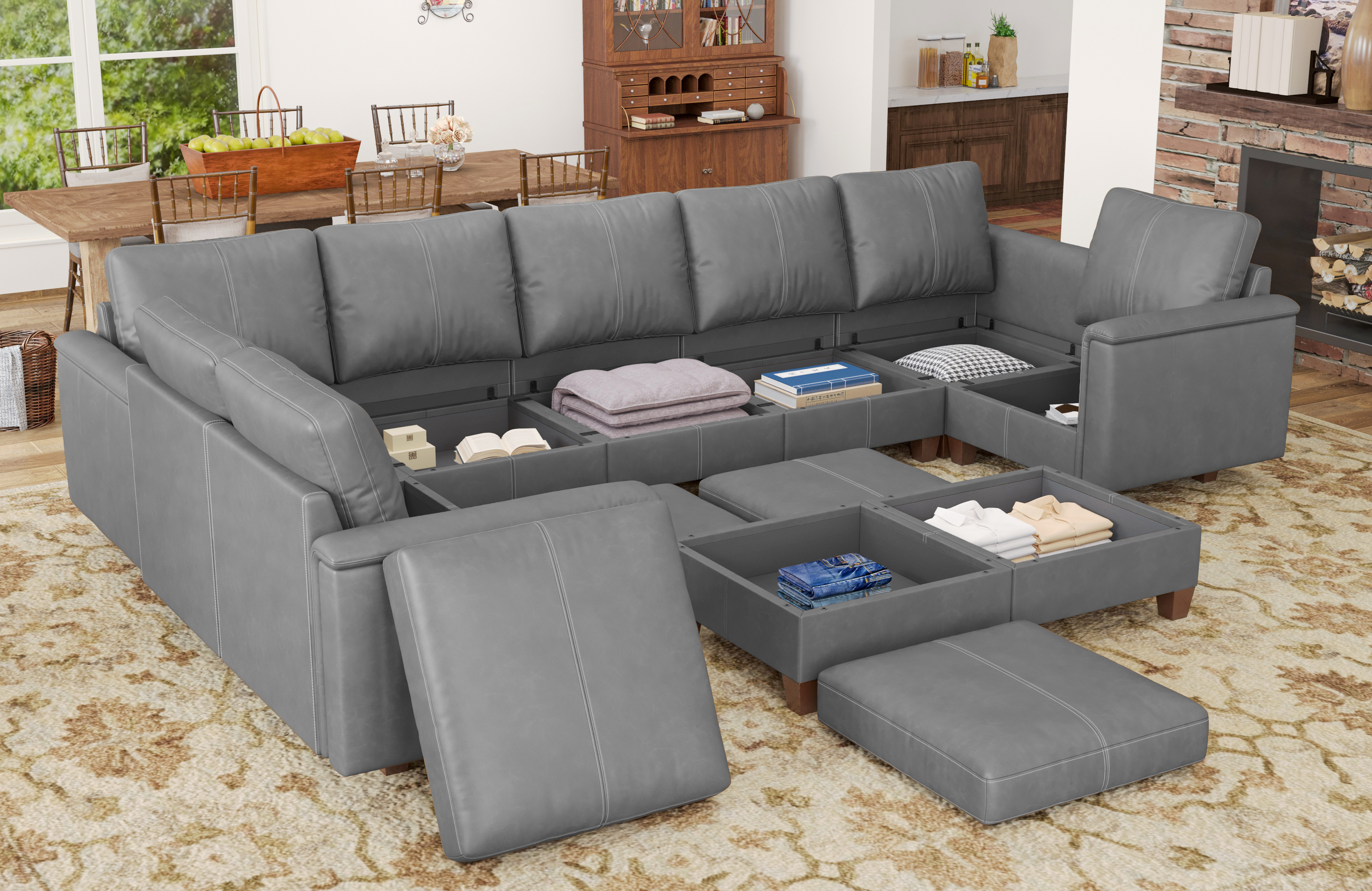 MS-01 Modular SectionaL Sofa 8 Seats With 2 Ottomans