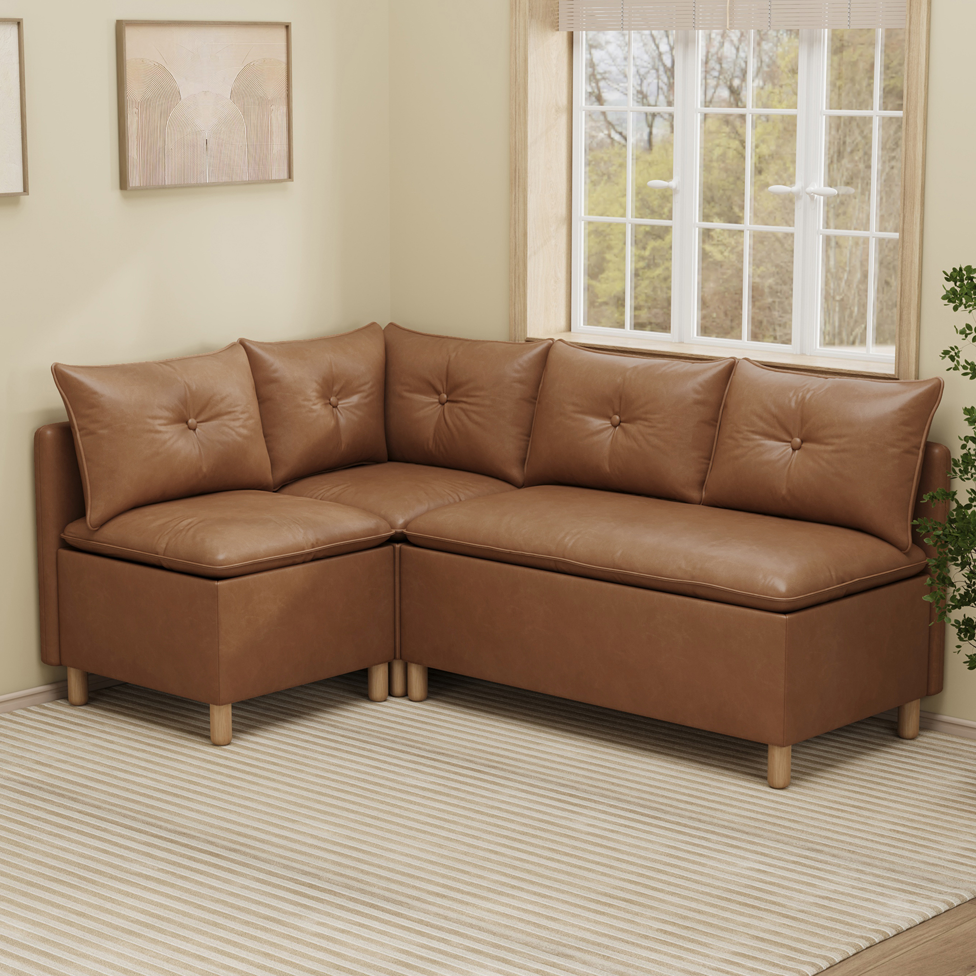 4-Seat L-shaped Dining Nook with Hidden Storage