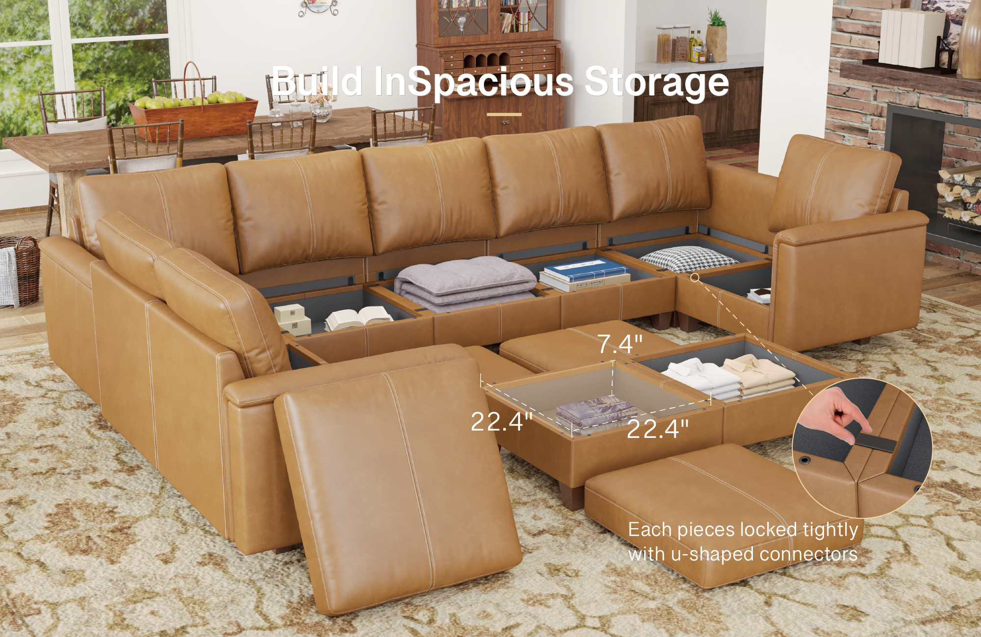 MS-01 Modular SectionaL Sofa 8 Seats With 2 Ottomans