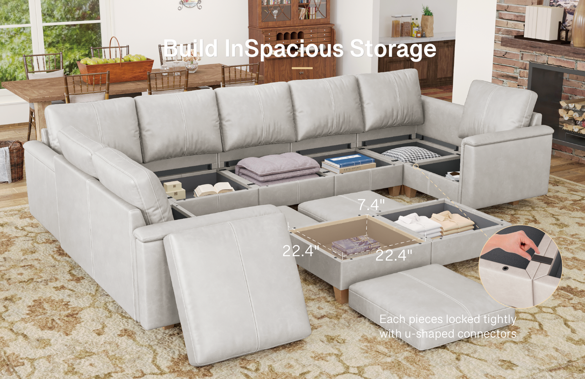 MS-01 Modular SectionaL Sofa 8 Seats With 2 Ottomans