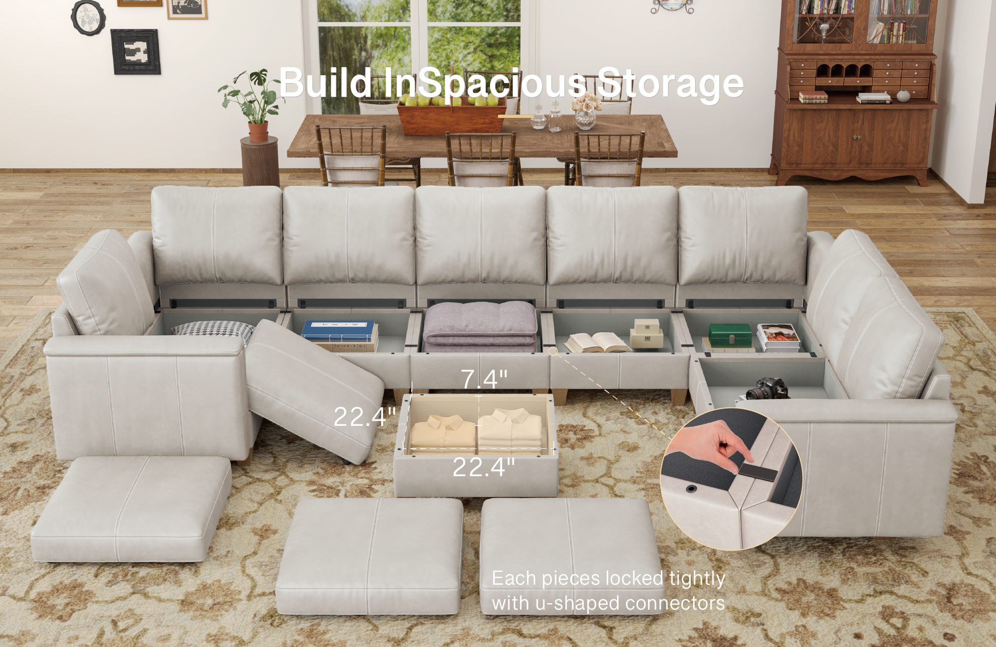 MS-01 Modular SectionaL Sofa 8 Seats With 1 Ottoman