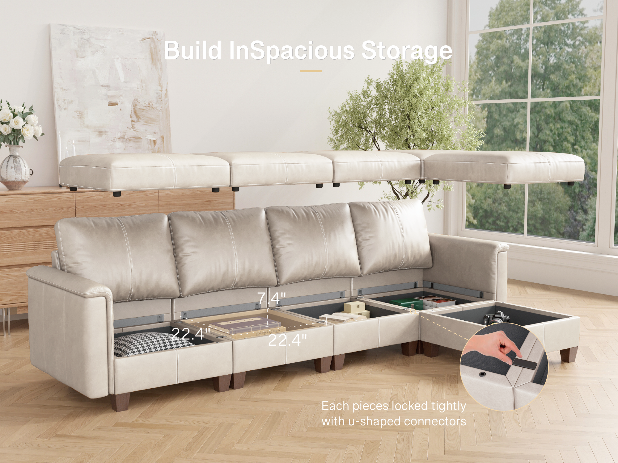 MS-01 Modular SectionaL Sofa 4 Seats with 1 Ottomans