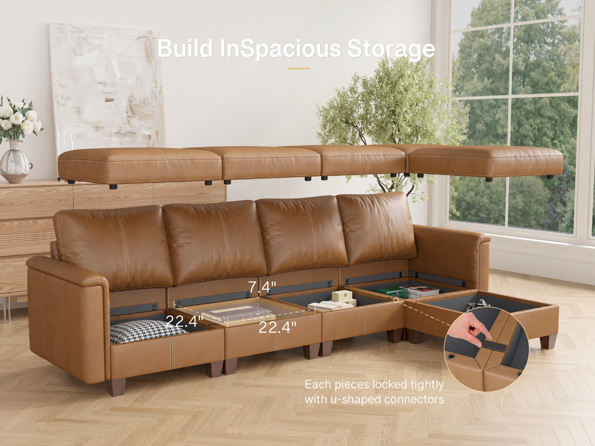 MS-01 Modular SectionaL Sofa 4 Seats with 1 Ottomans