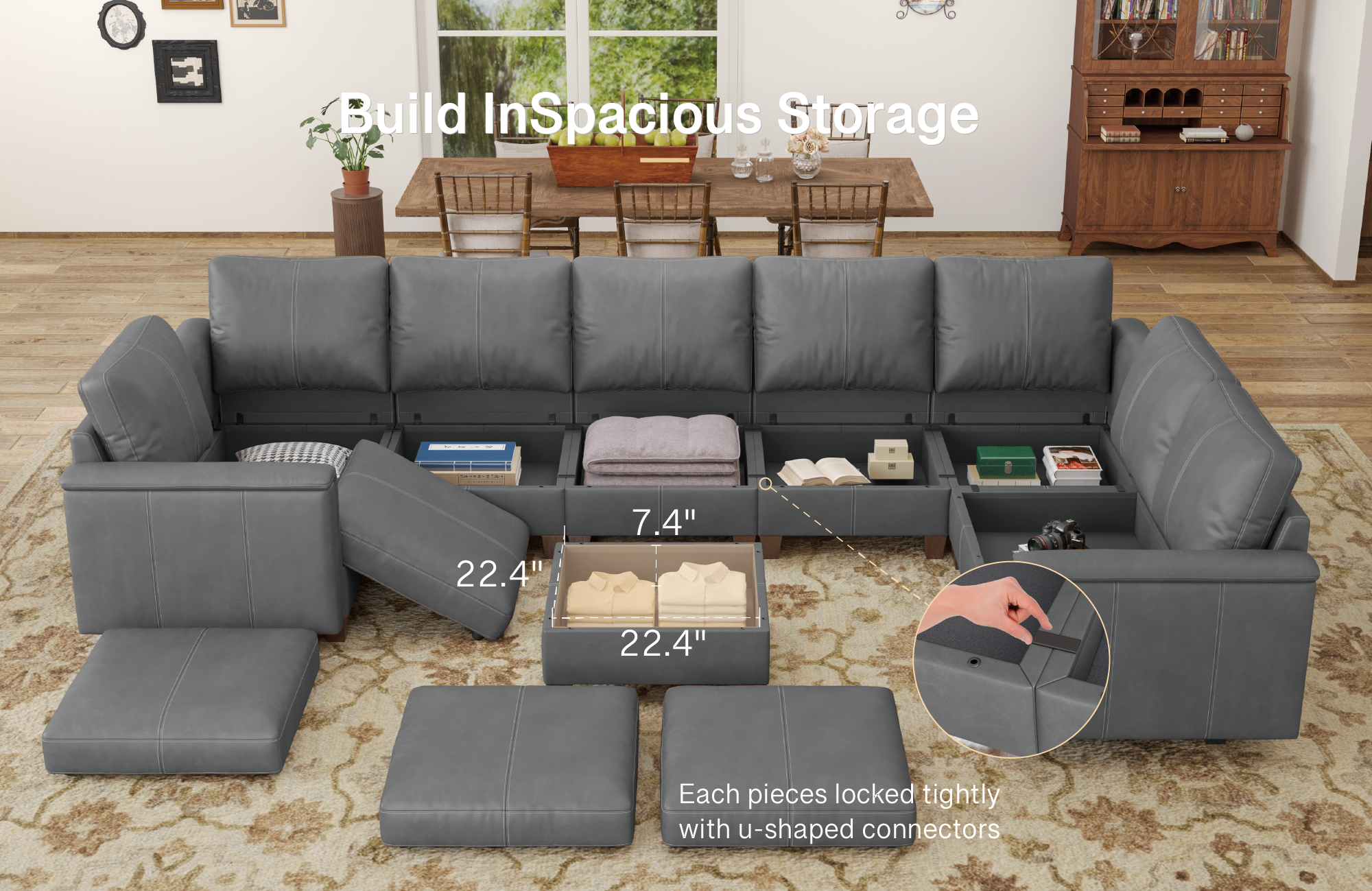 MS-01 Modular SectionaL Sofa 8 Seats With 1 Ottoman