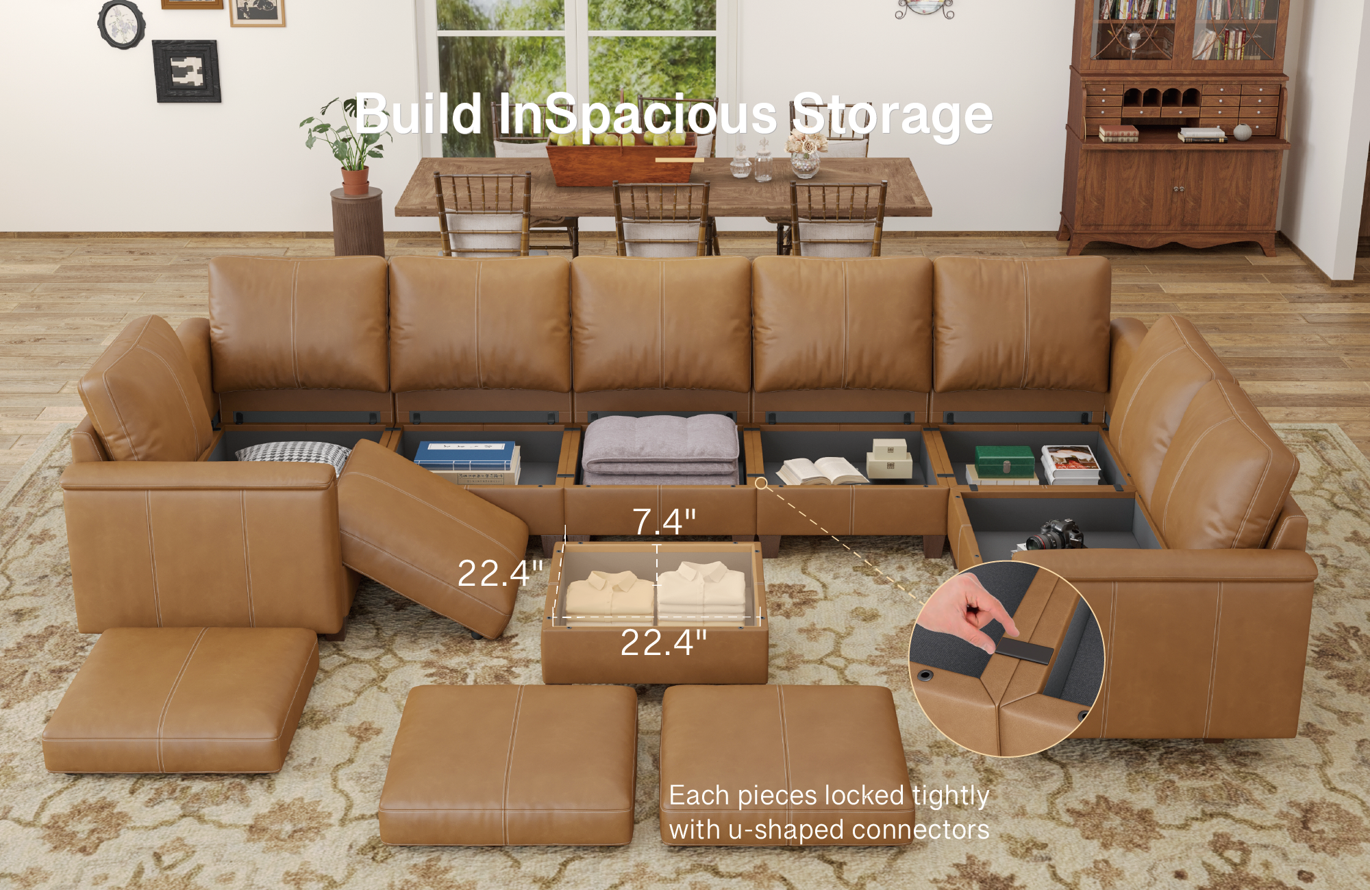 MS-01 Modular SectionaL Sofa 8 Seats With 1 Ottoman