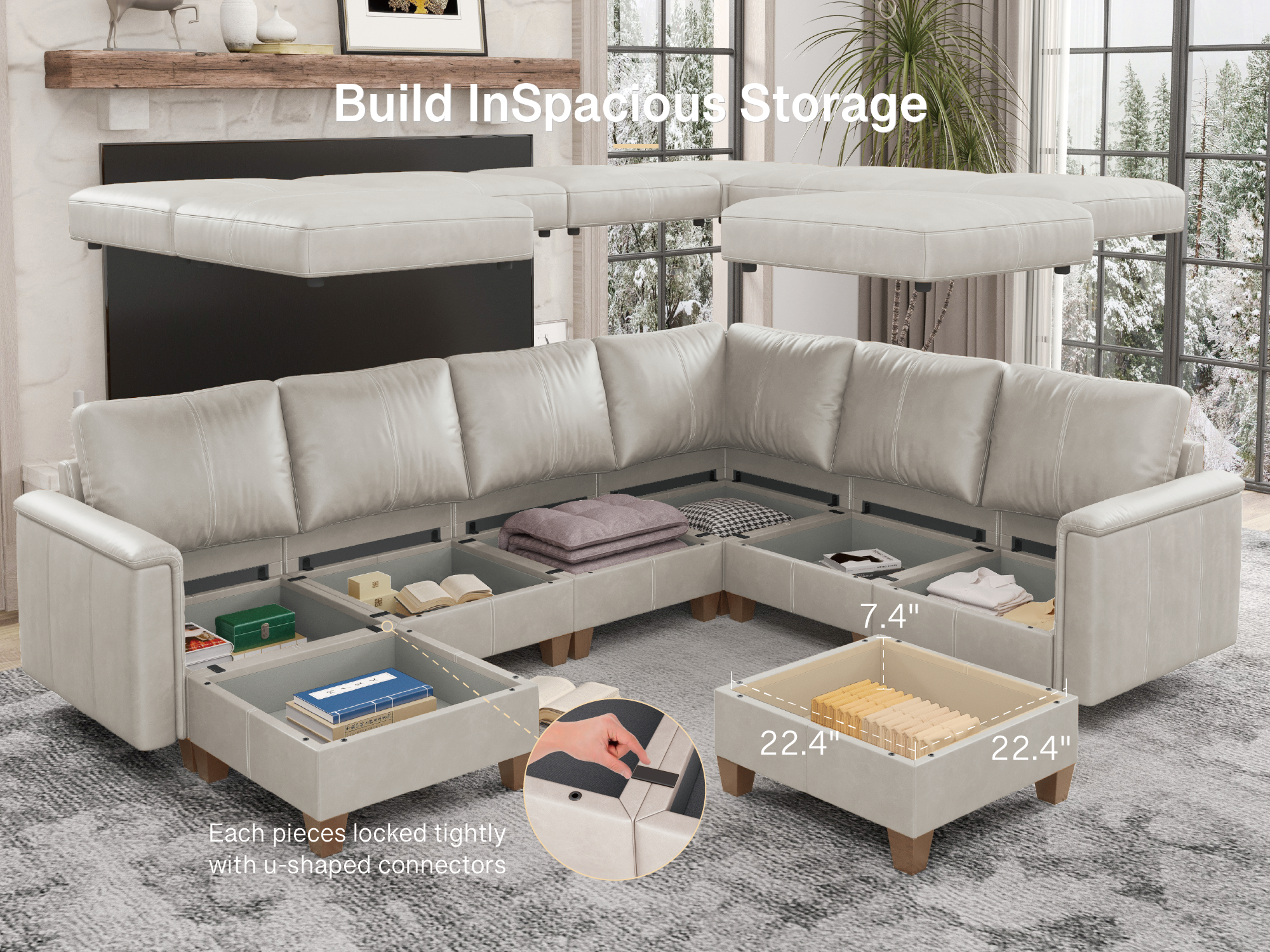 MS-01 Modular SectionaL Sofa 7 Seats With 1 Ottoman