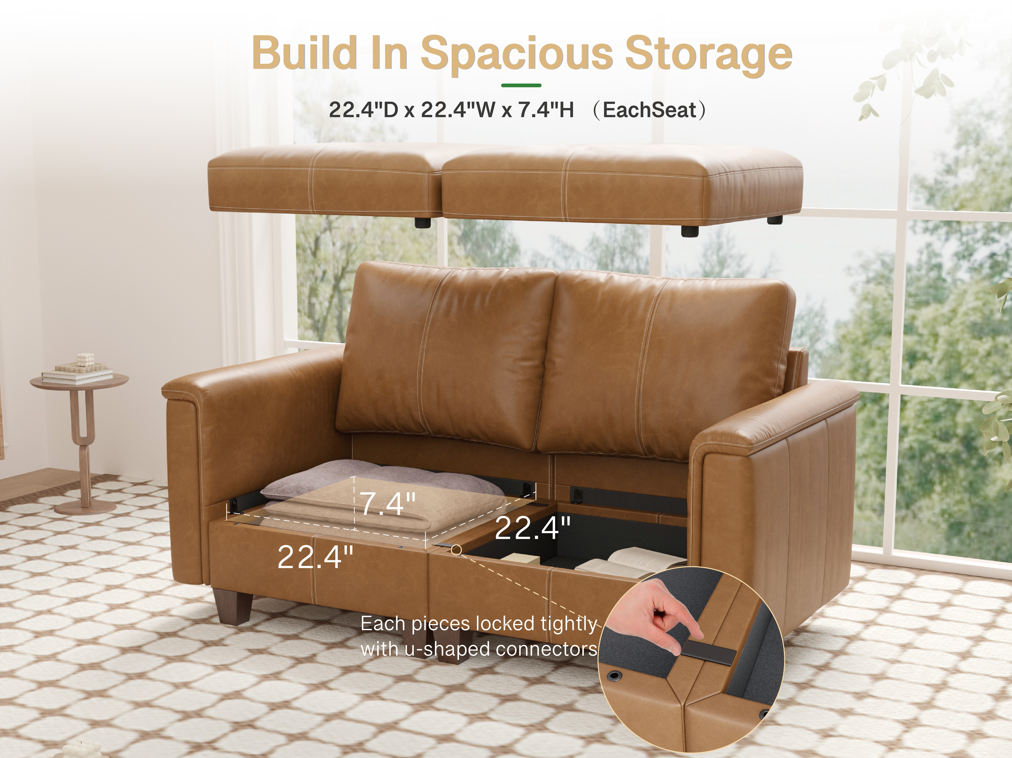 Modular SectionaL Sofa 2 Seats with storage