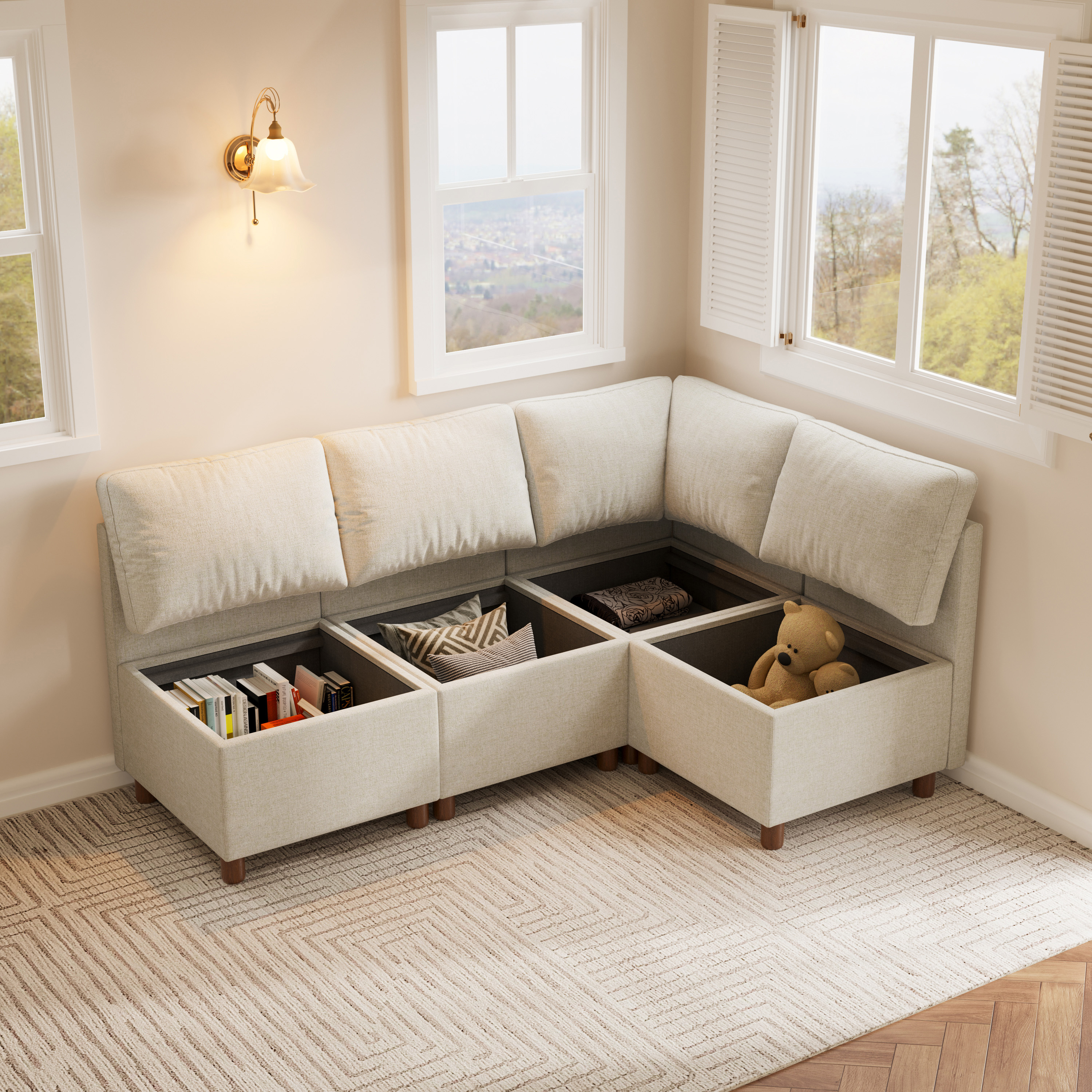Aura L-Shaped Modular Sofa with Hidden Storage | SITJOY