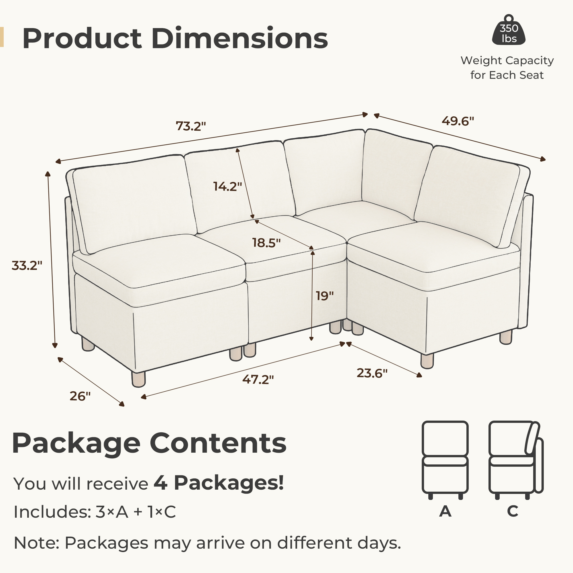 Aura  4-Seat L Shaped Nook with Hidden Storage | SITJOY