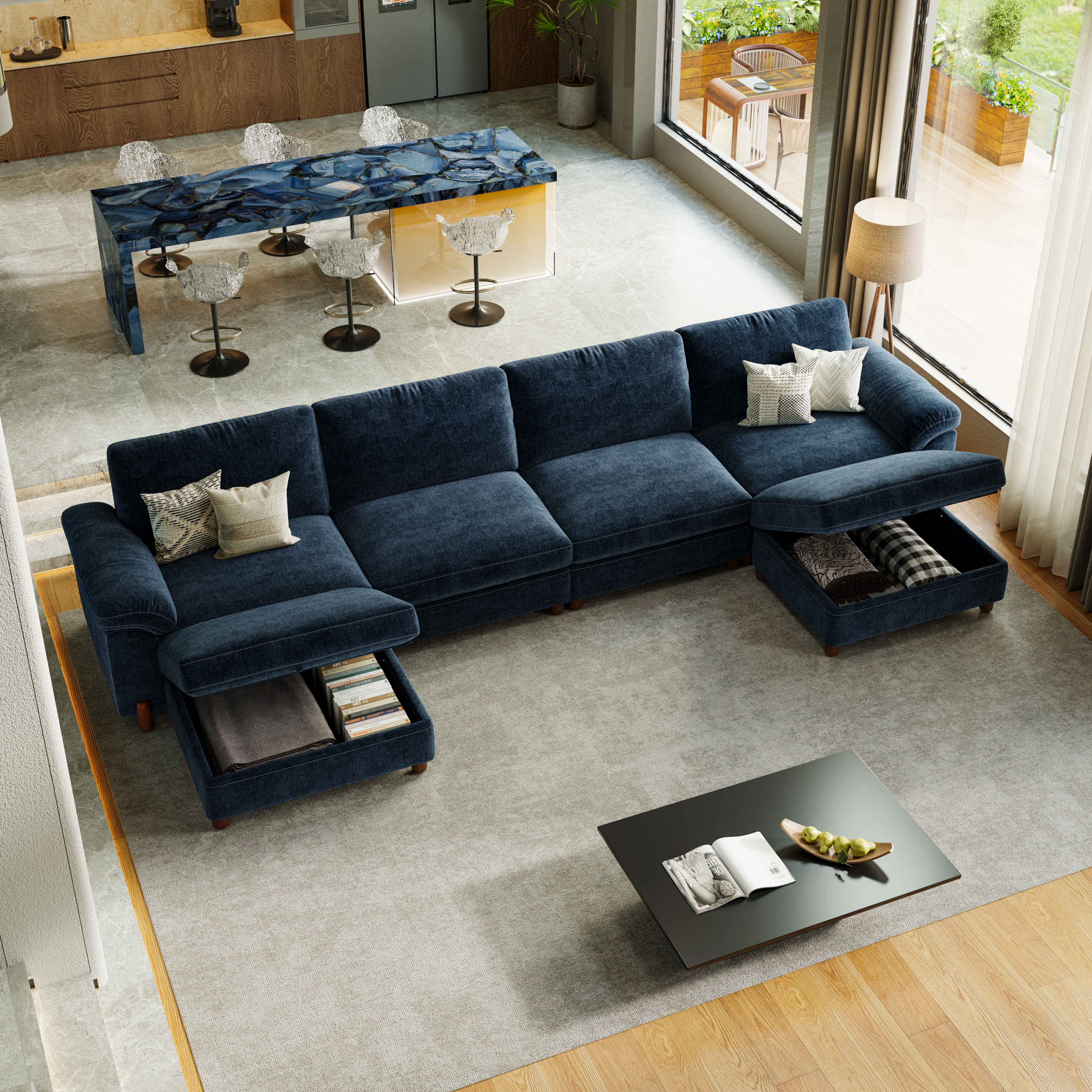 Vista 6-Seat U-Shaped Sectional with Hidden Storage