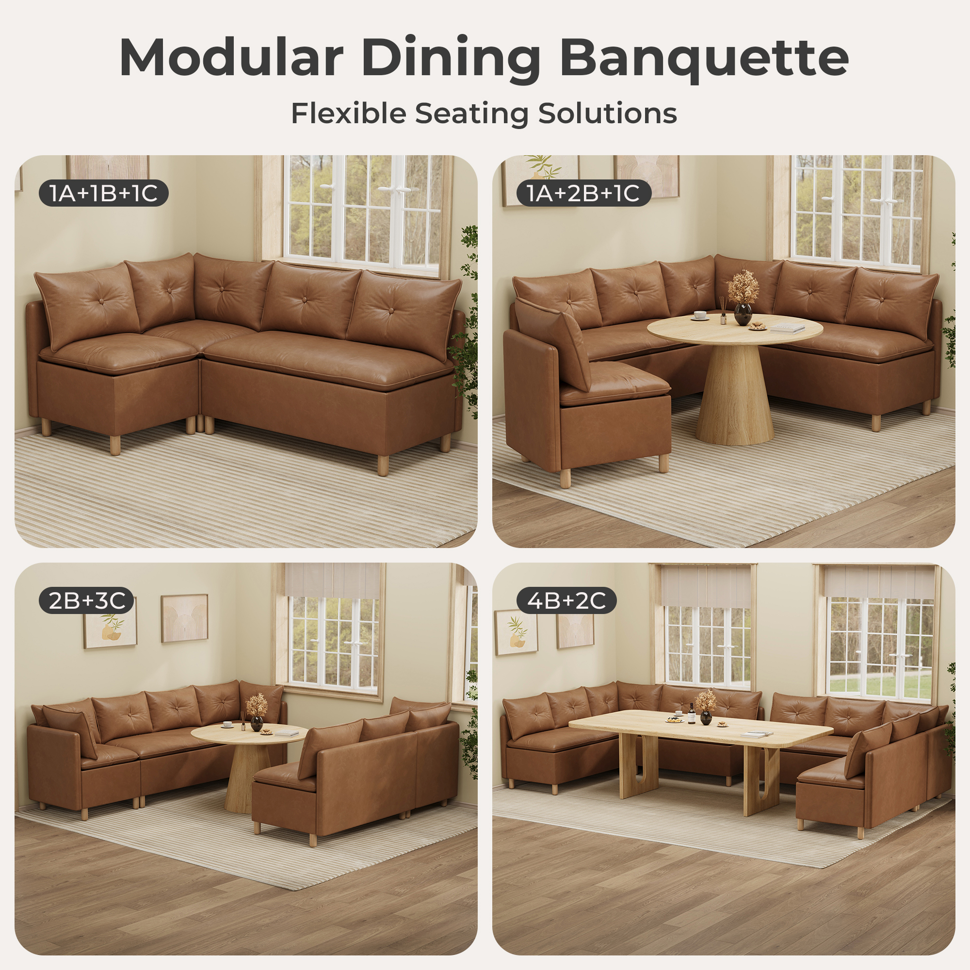 10-Seat U-shaped Breakfast Nook with Hidden Storage
