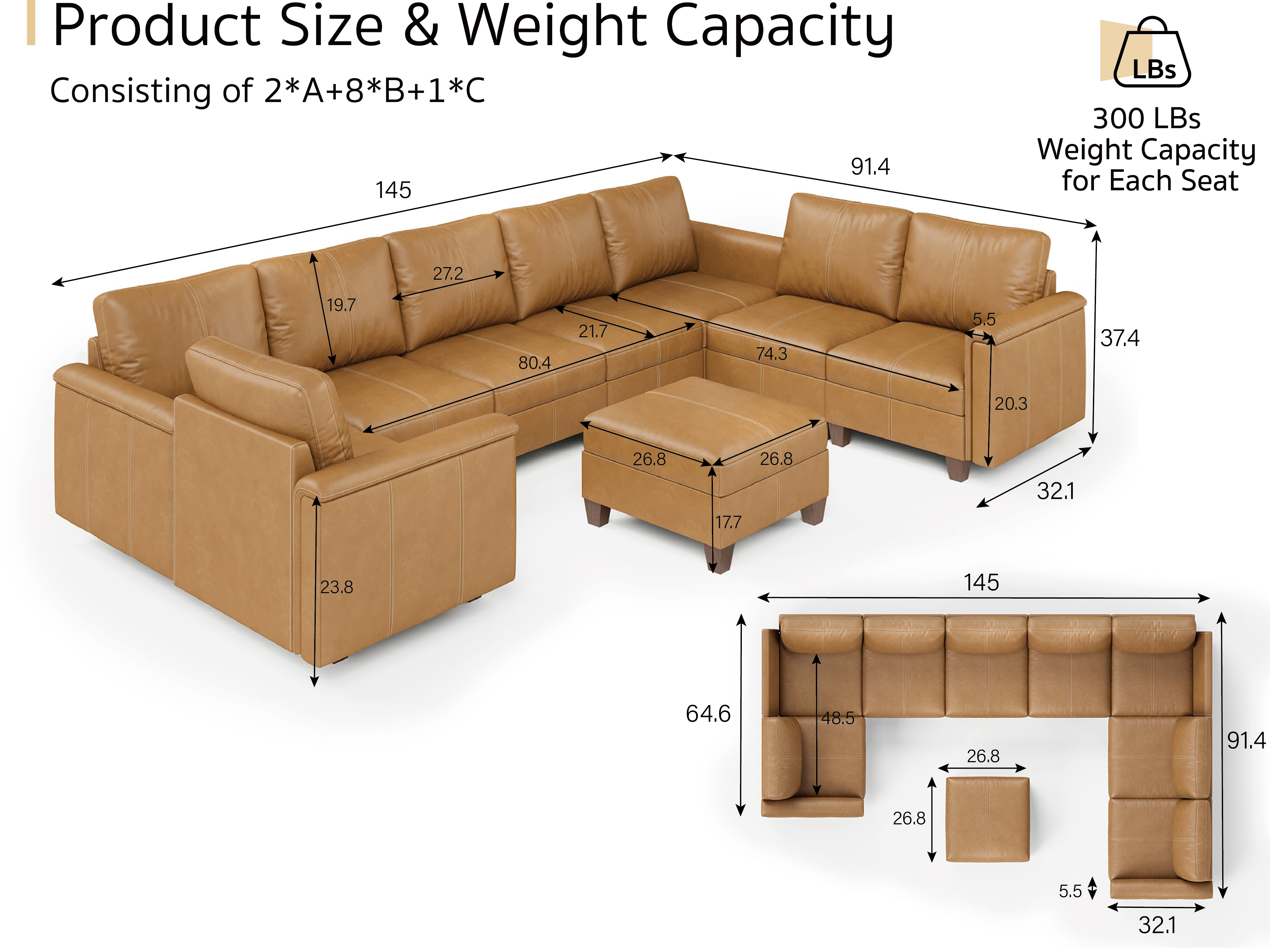 Nexus 9-Seat Sofa Bed | Leather Couch Collection | SITJOY