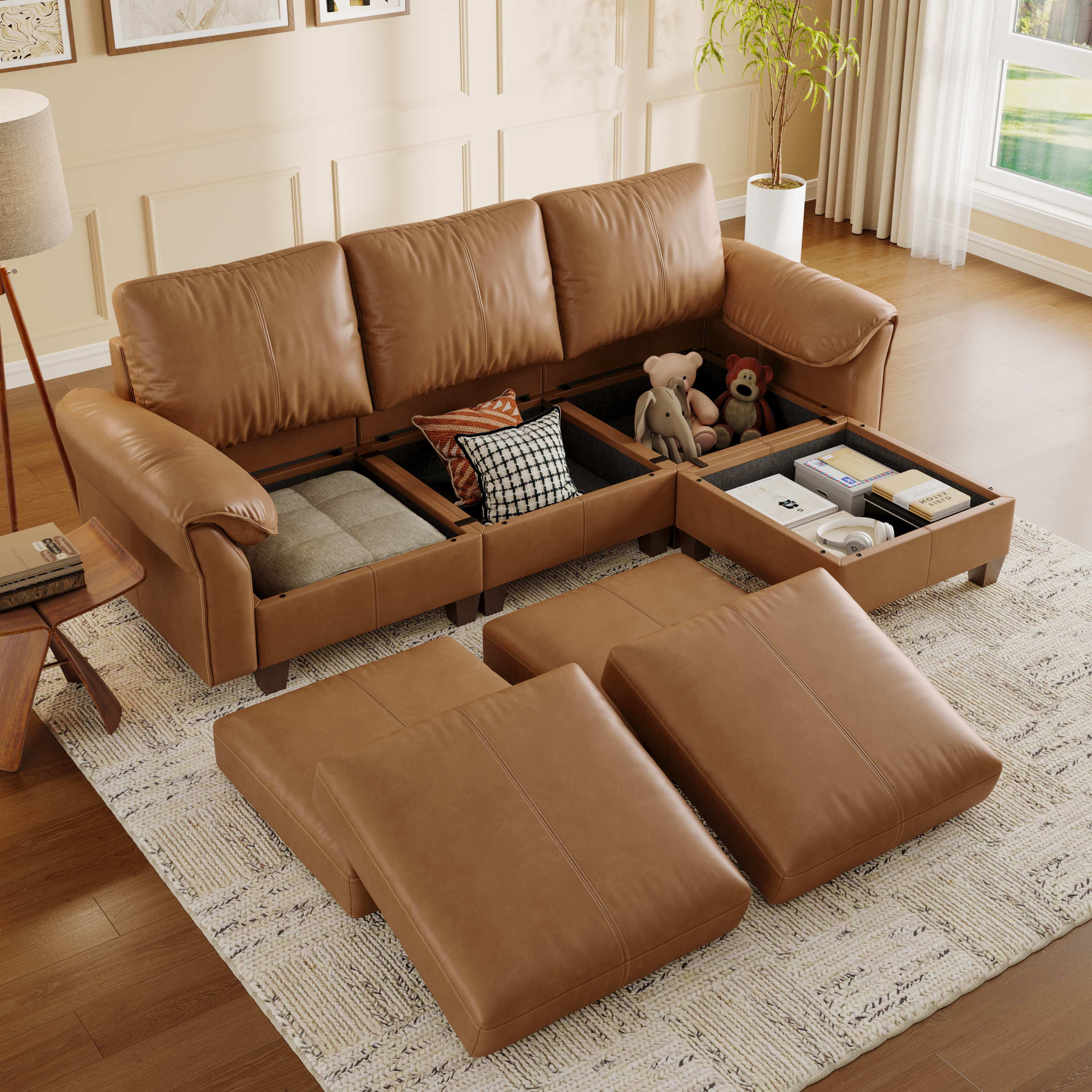 Nest Modular 4 Seats Sofa | Storage Ottoman | SITJOY