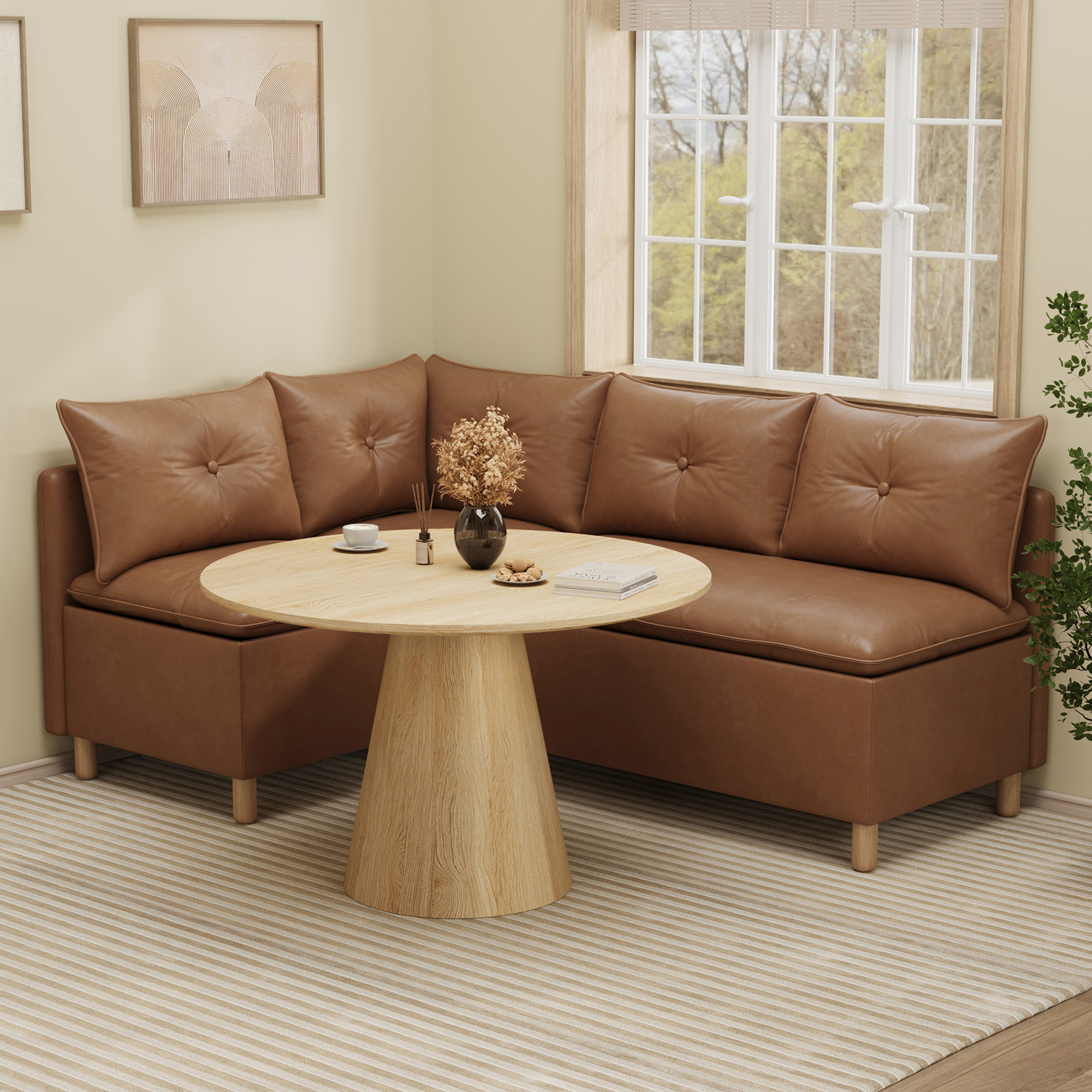 4-Seat L-shaped Dining Nook with Hidden Storage