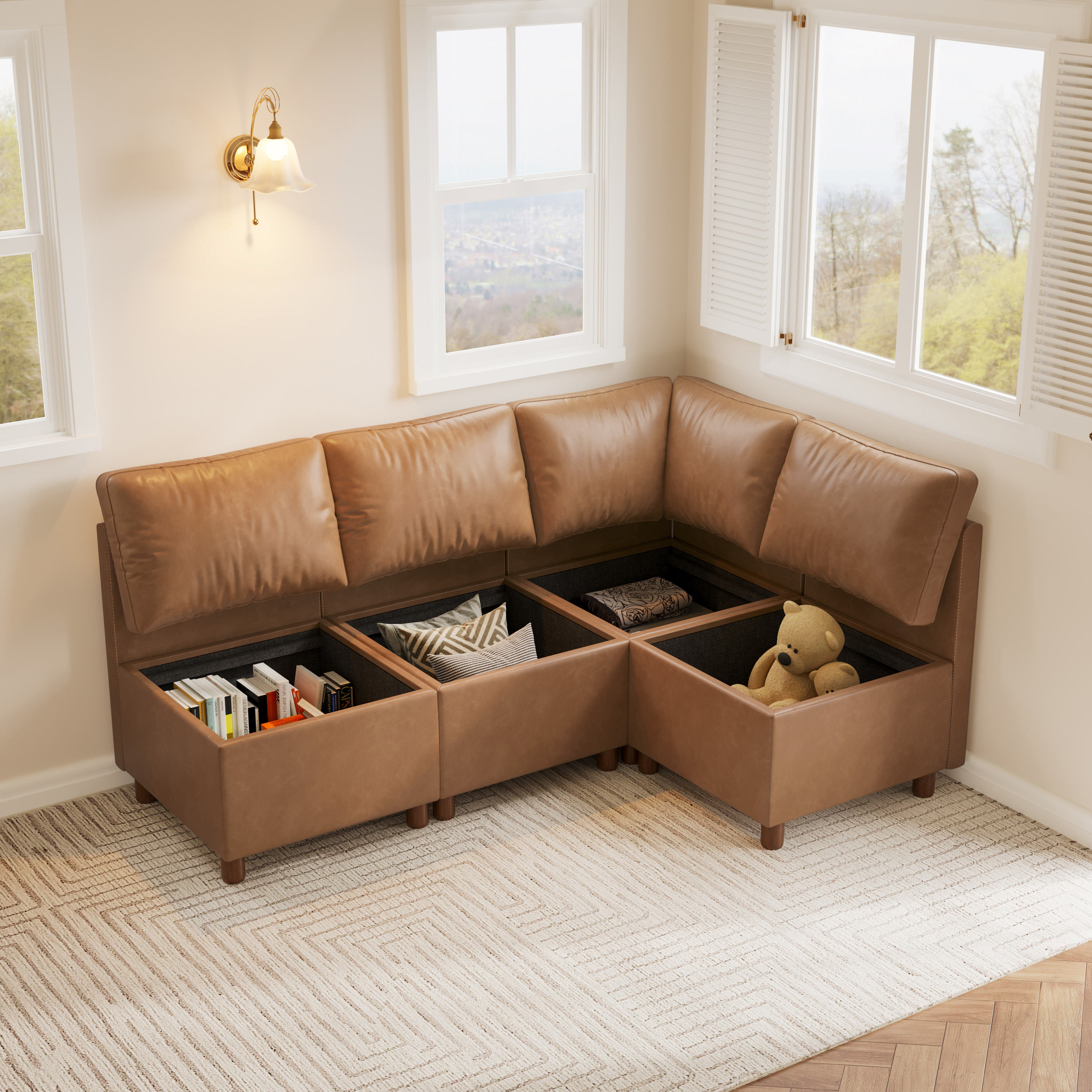 Aura L-Shaped Modular Sofa with Hidden Storage | SITJOY