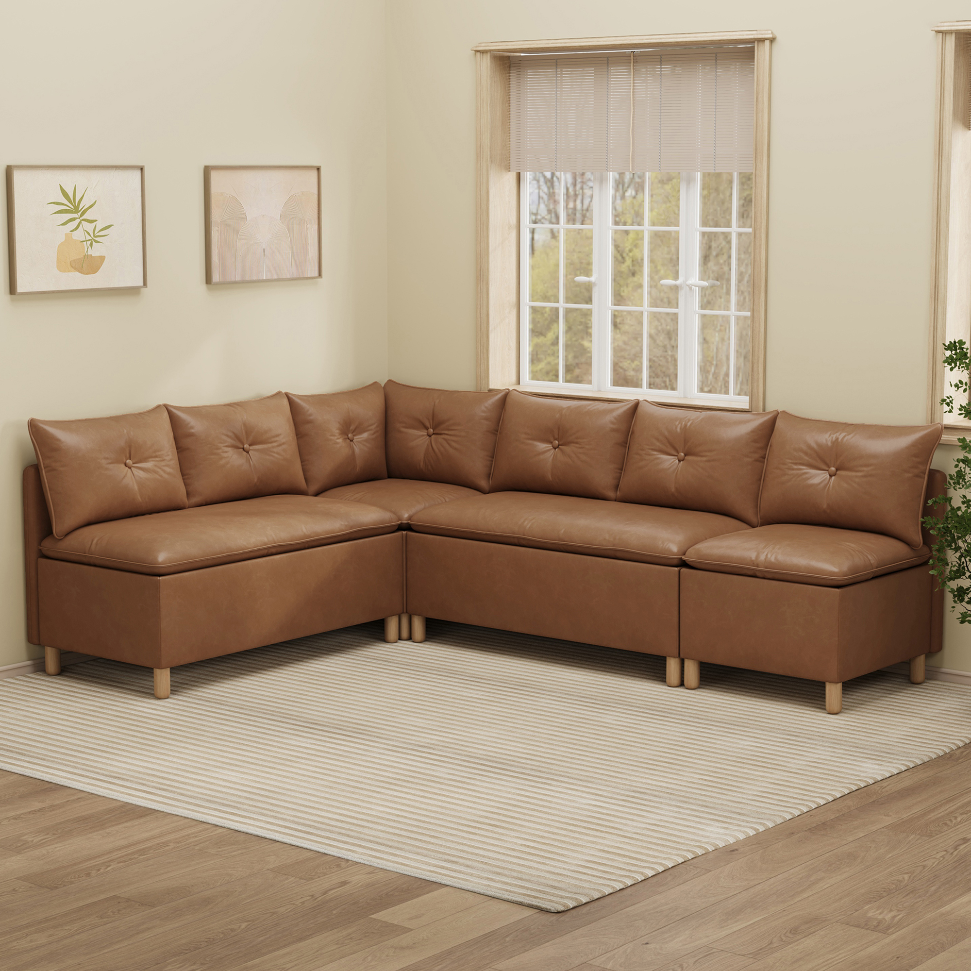 6-Seat L-shaped Corner Sectional Sofa