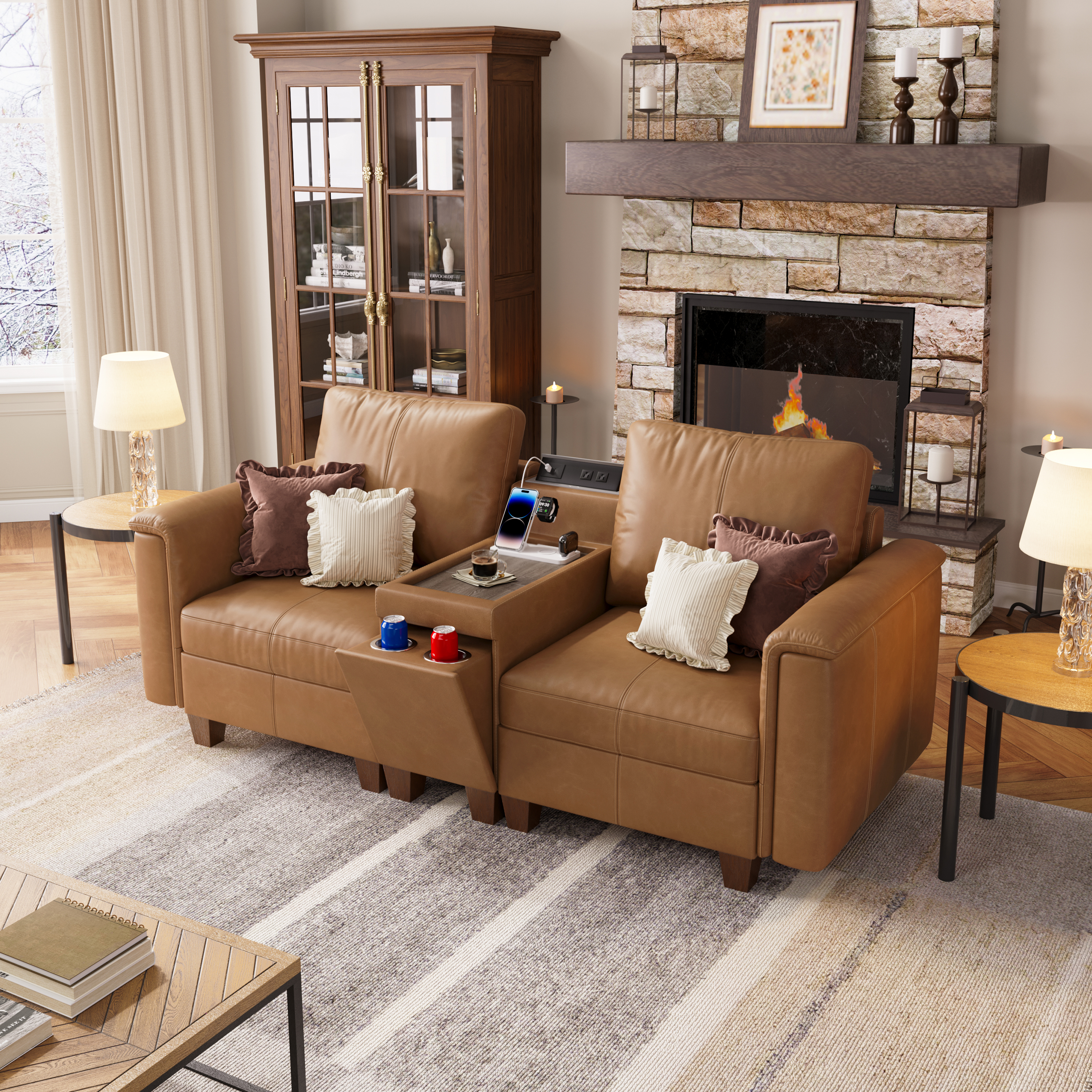 Nexus 2-Seat Faux Leather Modular Sofa