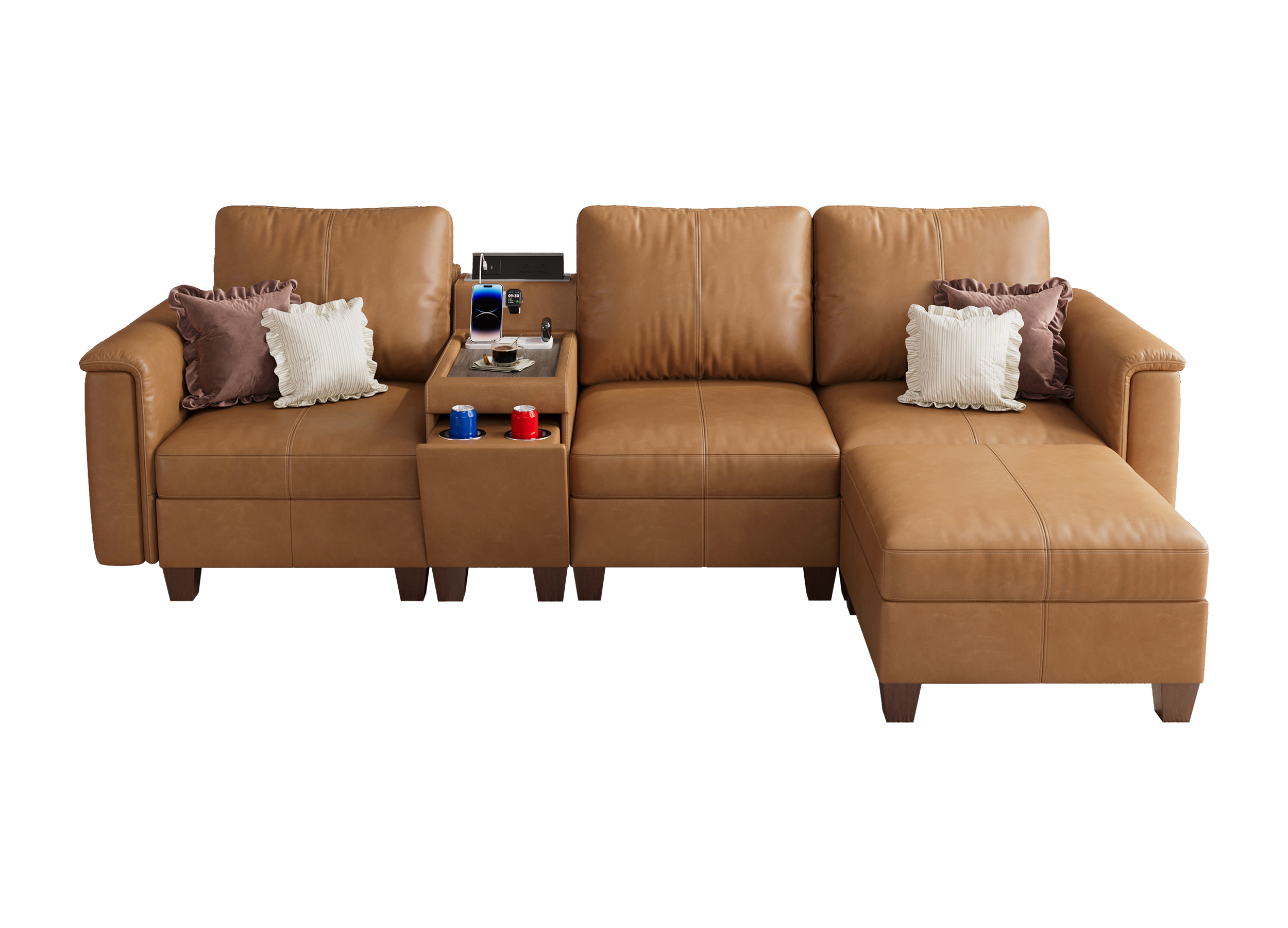 Nexus 4-Seat Faux Leather Sectional Sofa 