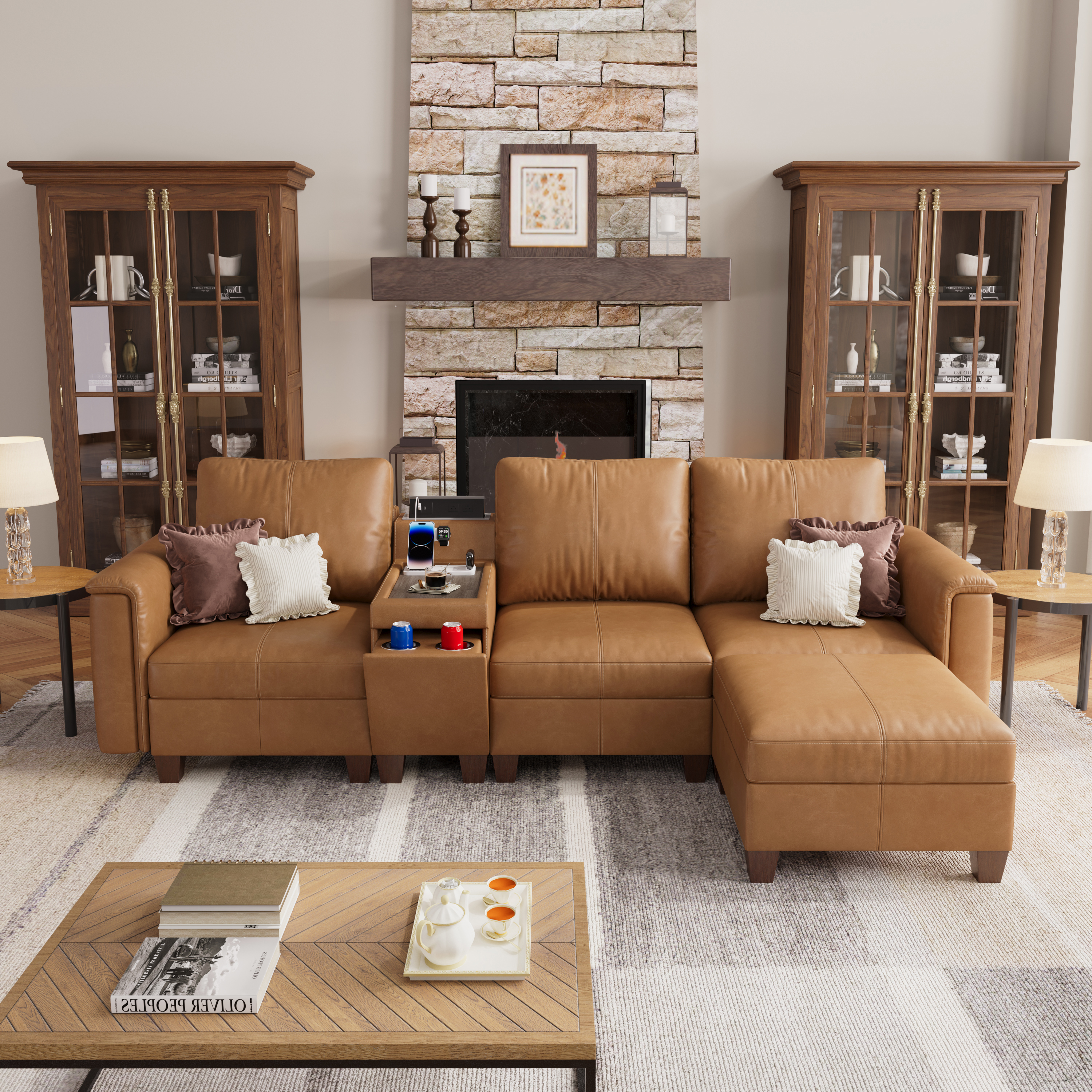 Nexus 4-Seat Faux Leather Sectional Sofa 