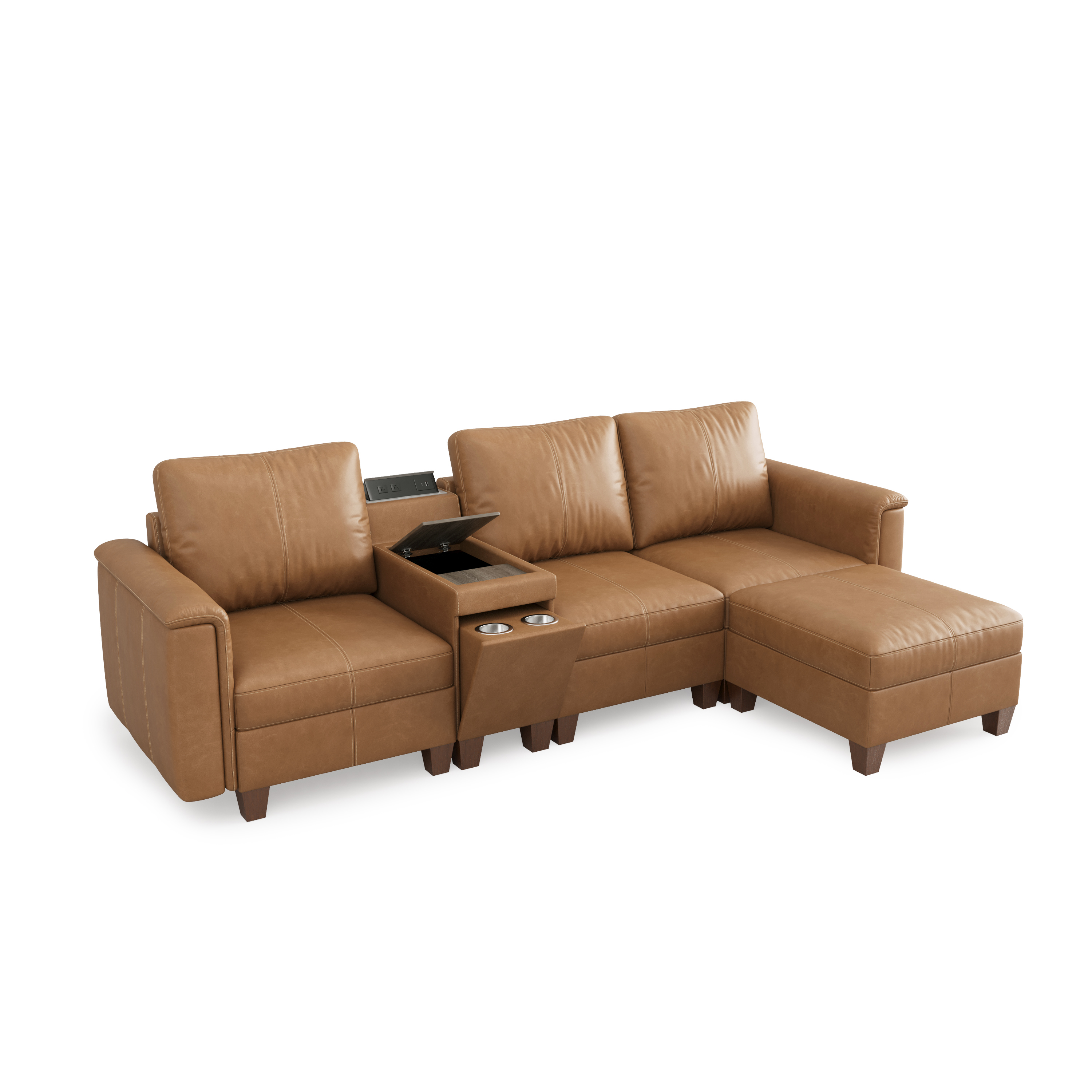 Nexus 4-Seat Faux Leather Sectional Sofa 