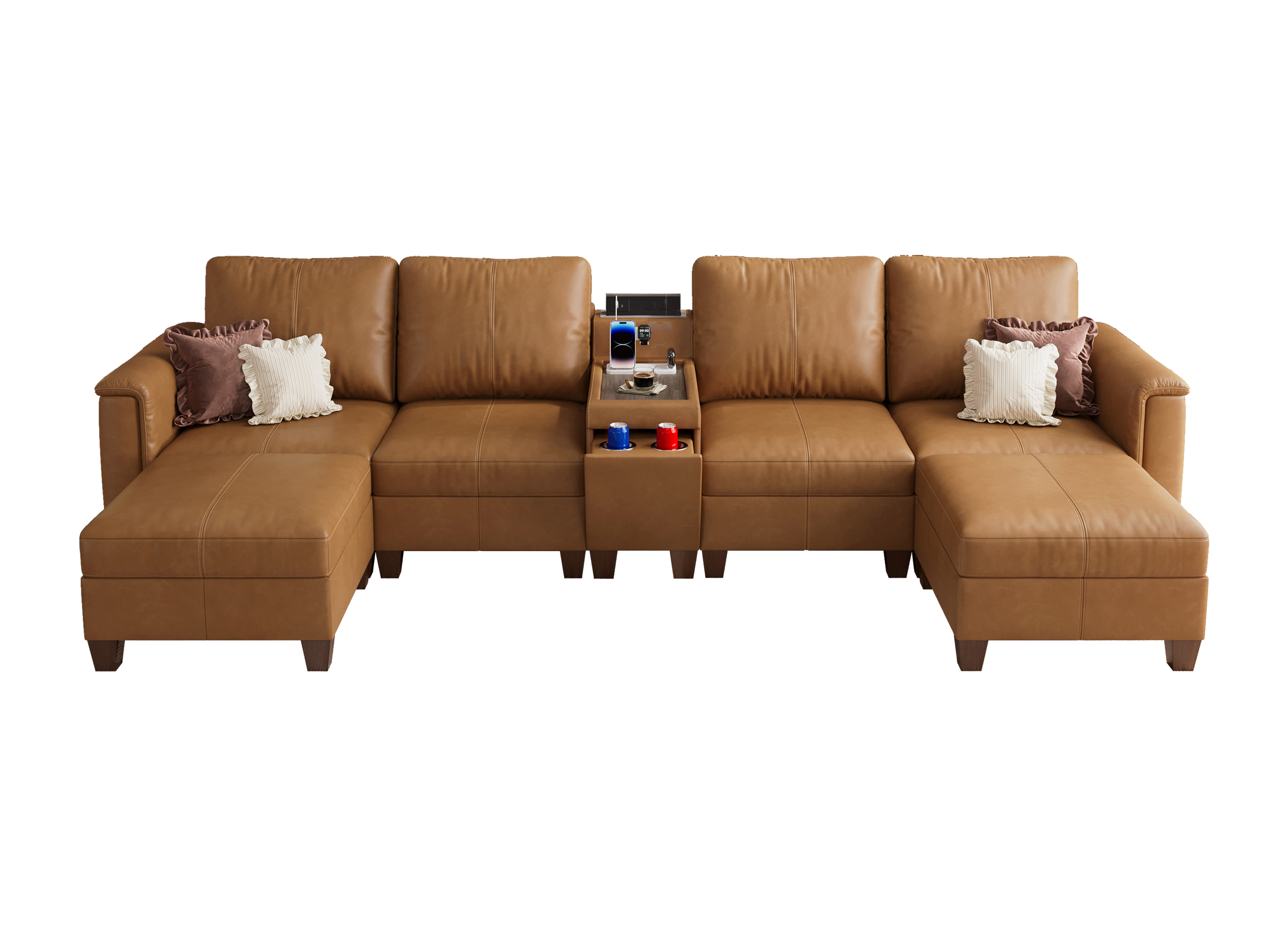 Nexus 6-Seat Faux Leather Modular Sofa