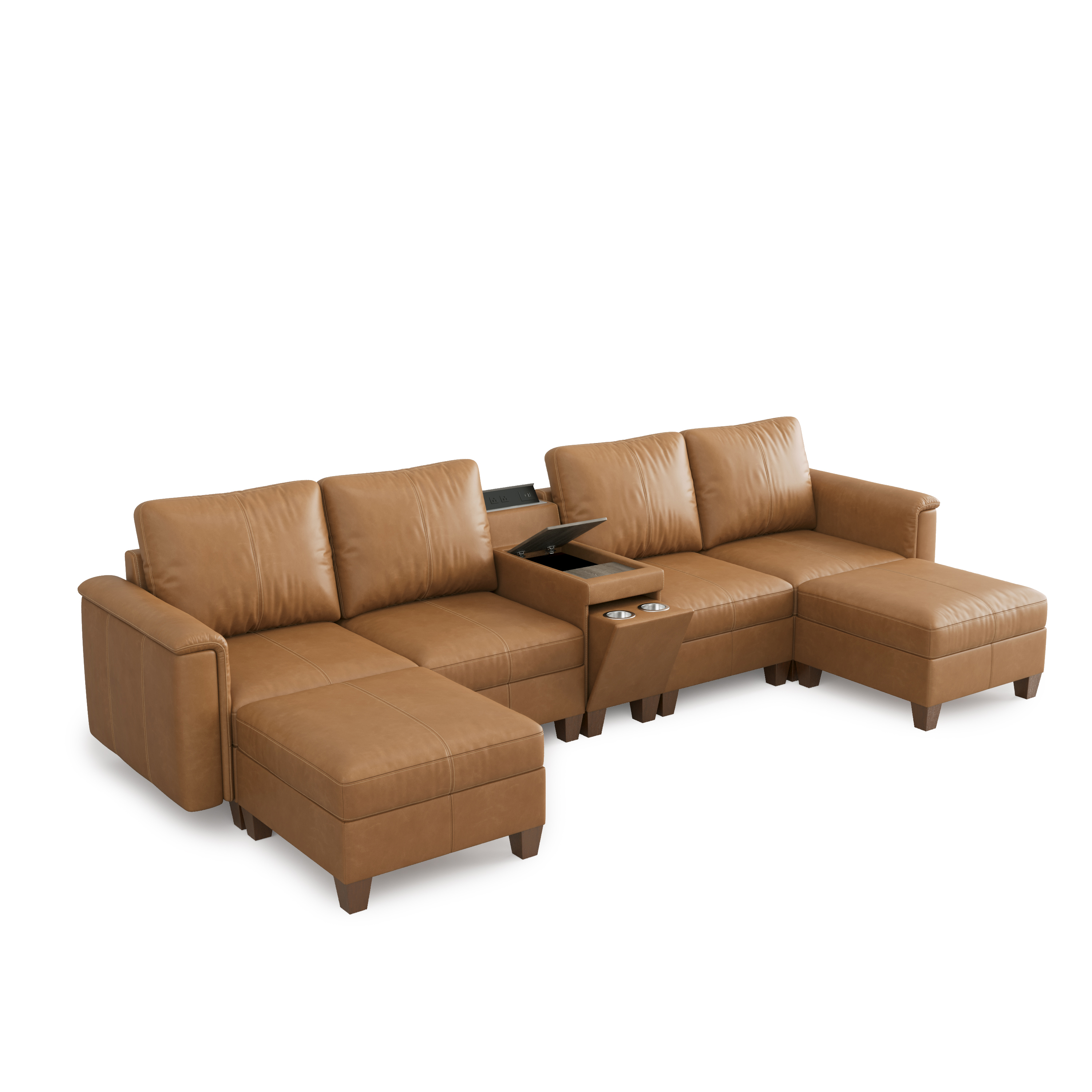 Nexus 6-Seat Faux Leather Modular Sofa