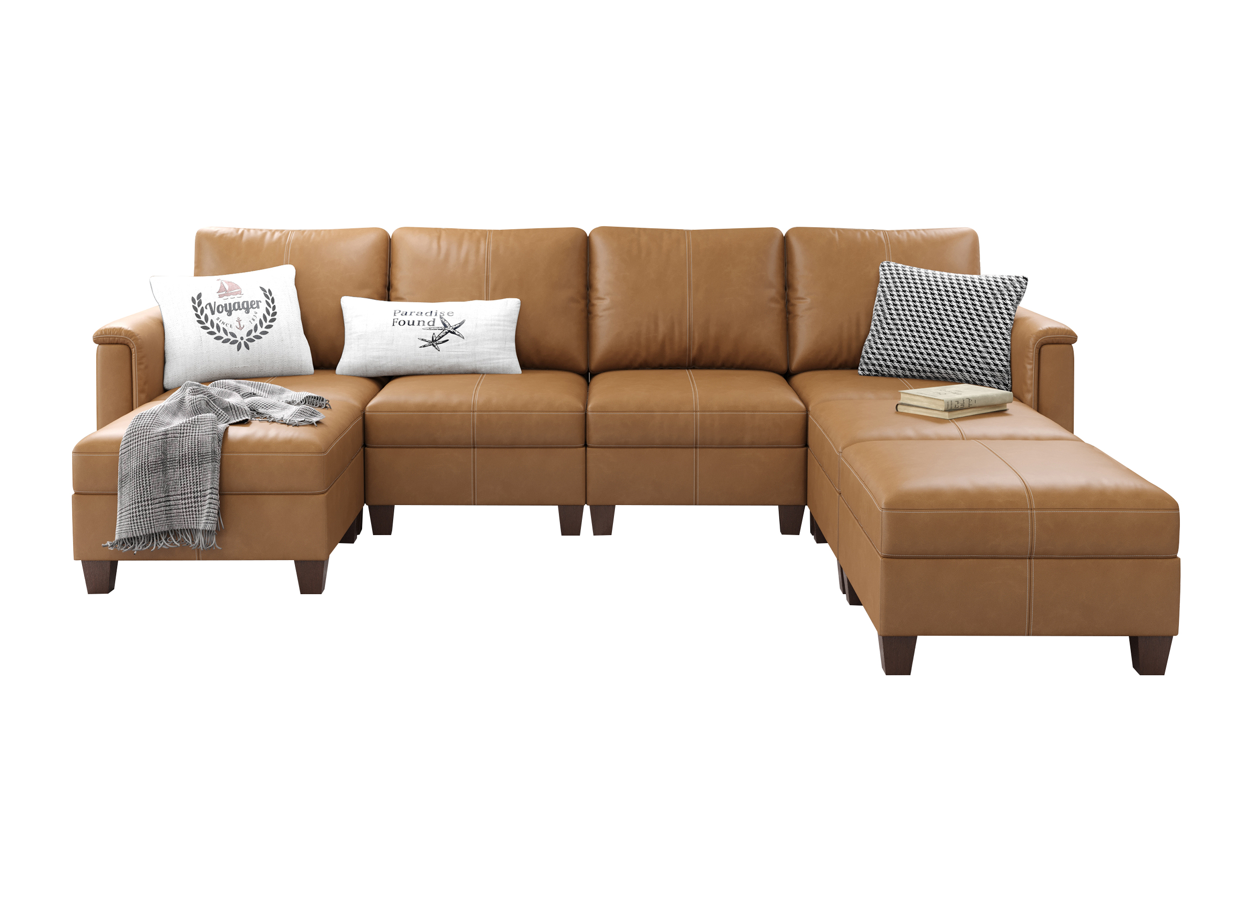 Nexus 7-Seat Faux Leather Modular Sofa