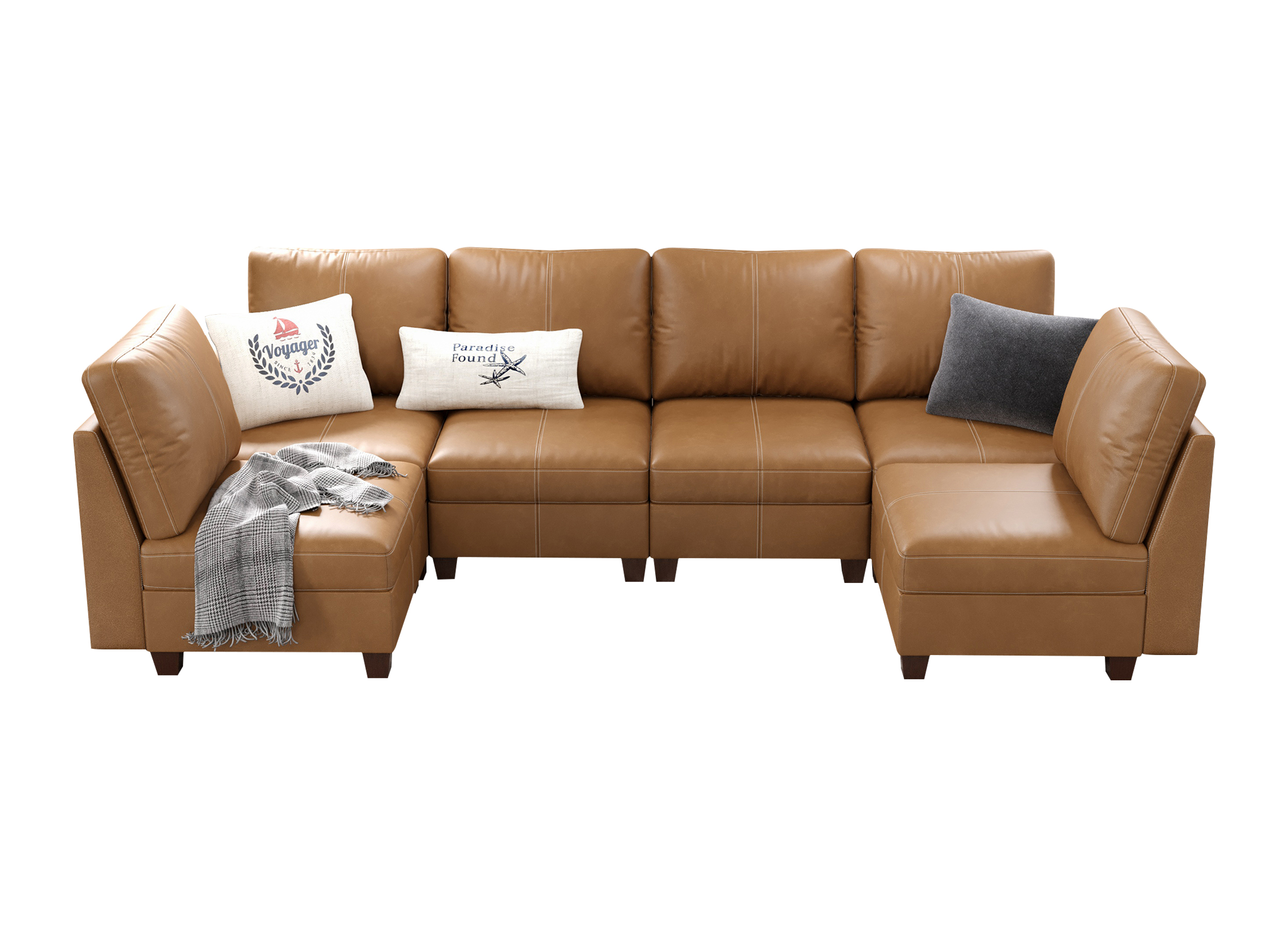 Nexus 6-Seat Faux Leather L-Shaped Modular Sofa