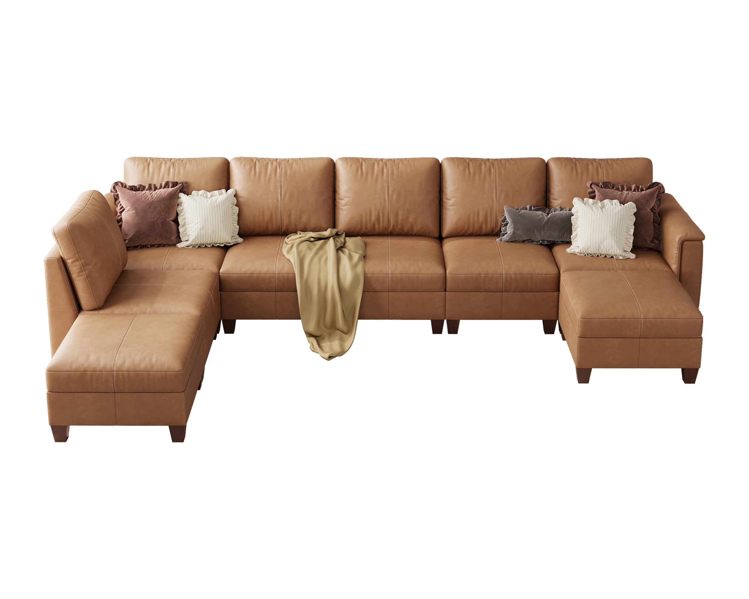 Nexus 8-Seat Faux Leather Modular Sofa Bed