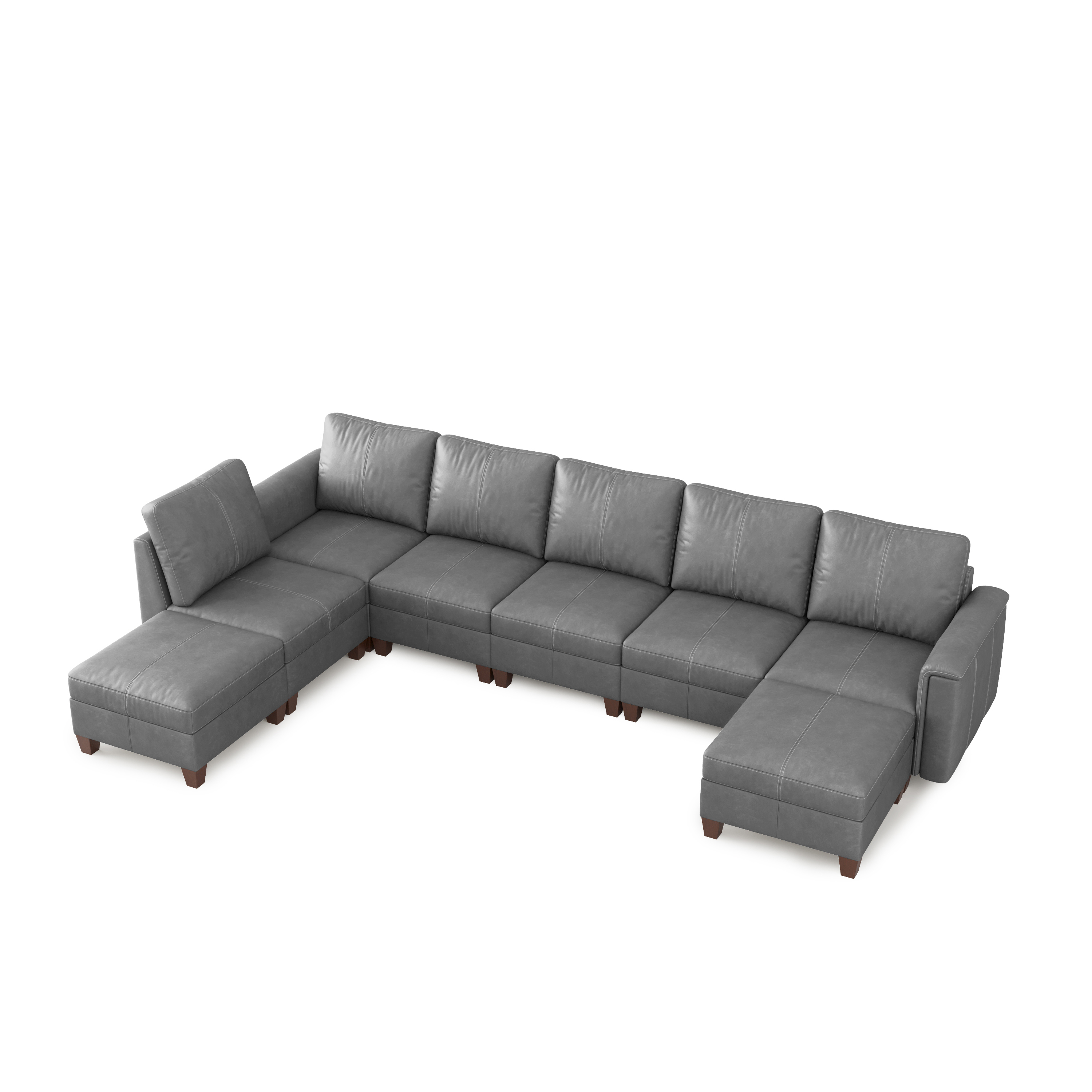 Nexus 8-Seat Faux Leather Modular Sofa Bed