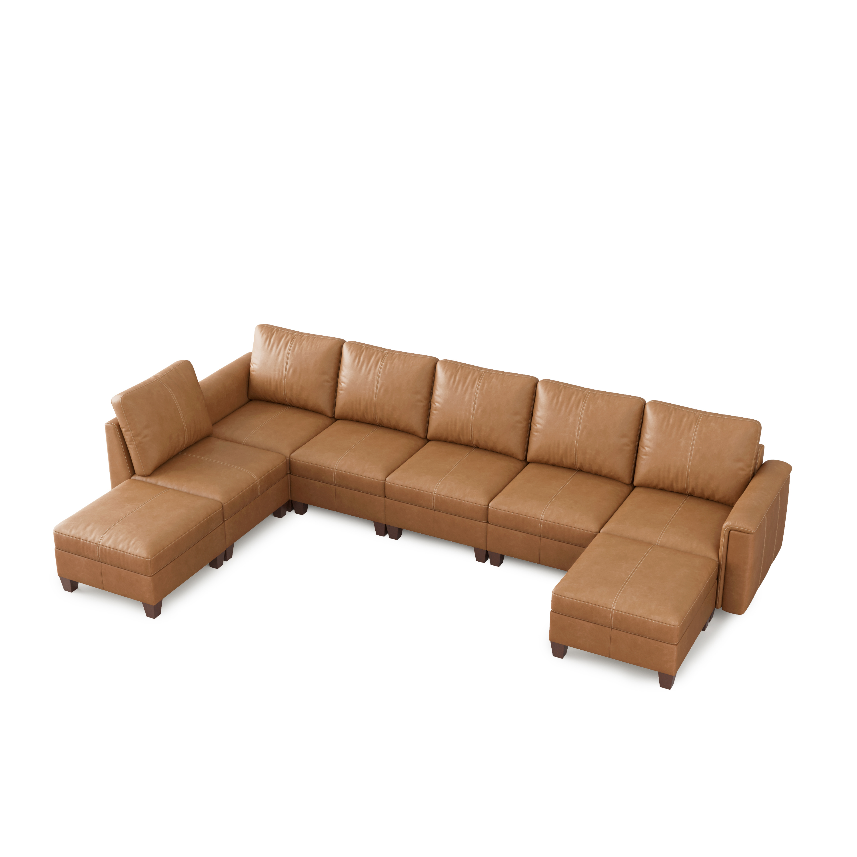 Nexus 8-Seat Faux Leather Modular Sofa Bed
