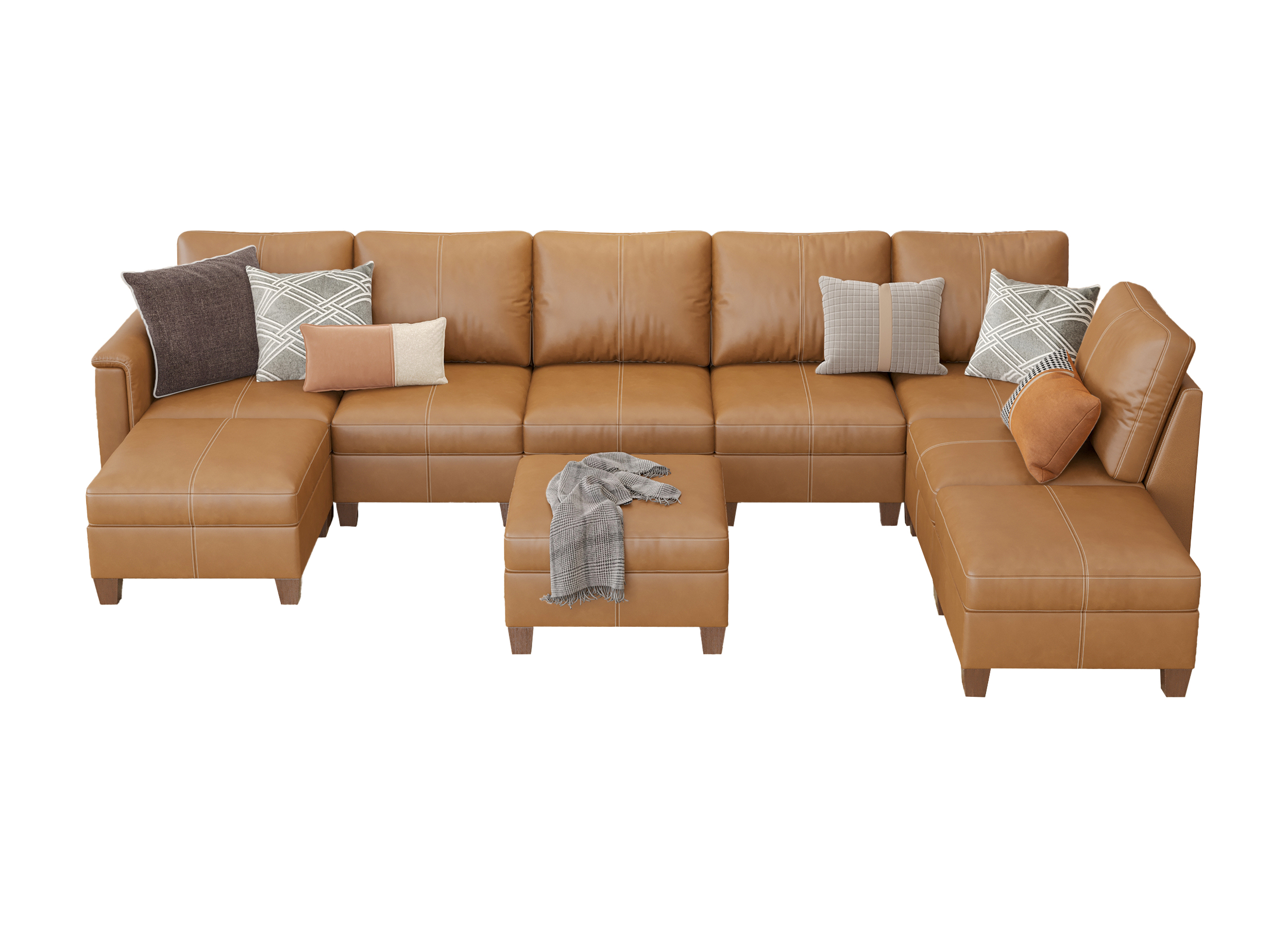 Nexus 9-Seat Faux Leather Modular Sectional
