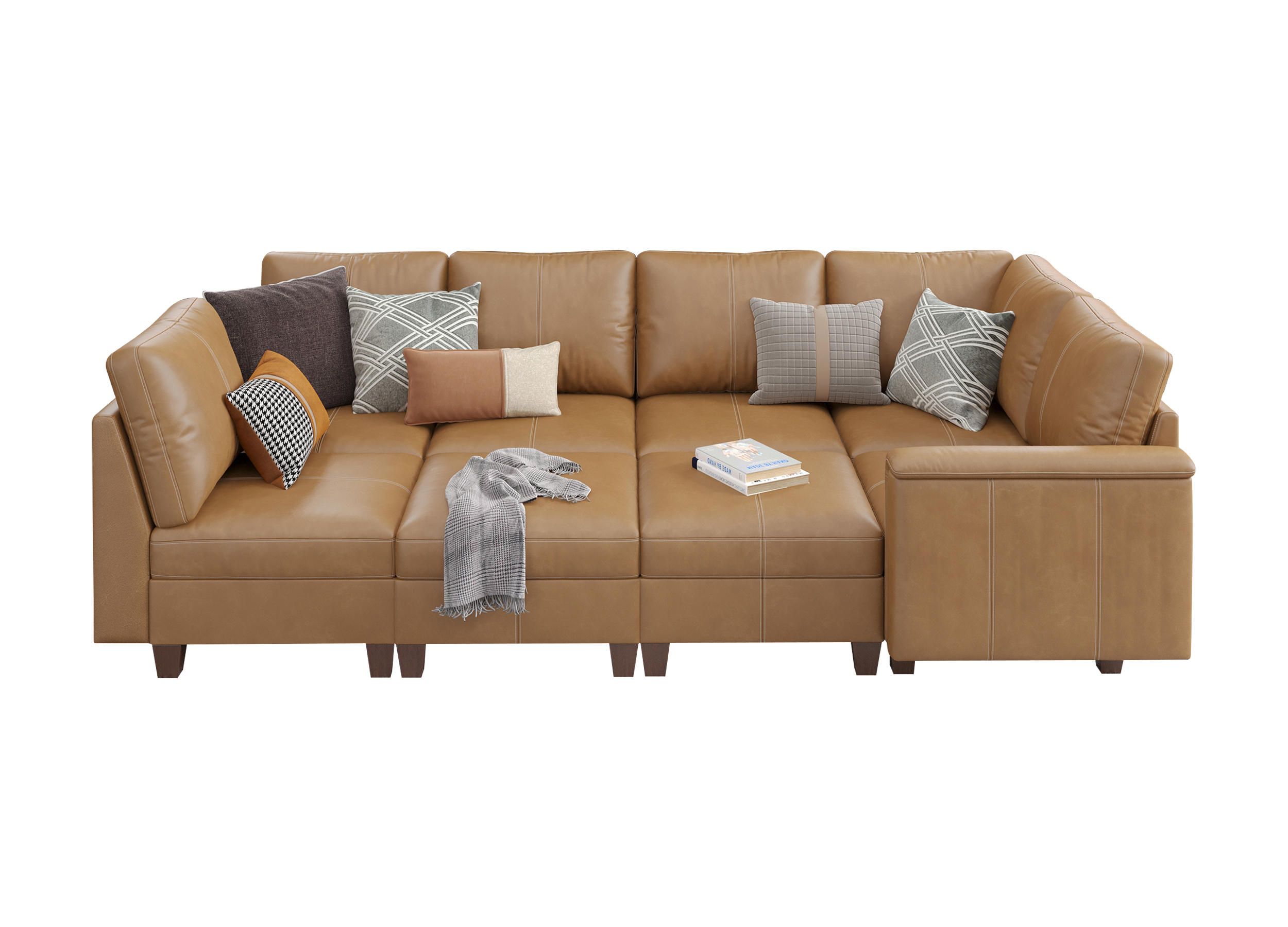 Nexus 8-Seat Faux Leather Modular Sofa