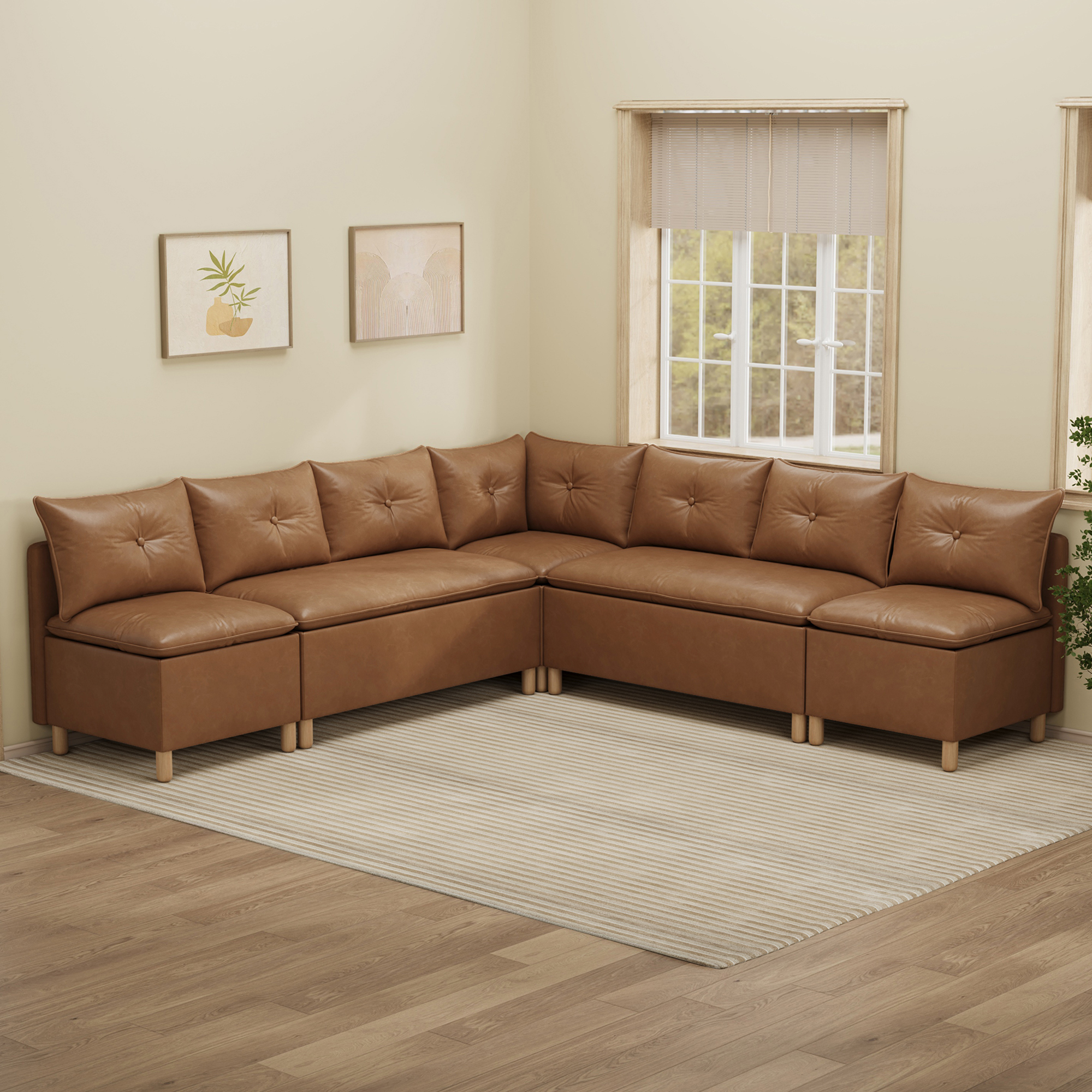 7-Seat Modern Family Room Corner Couch