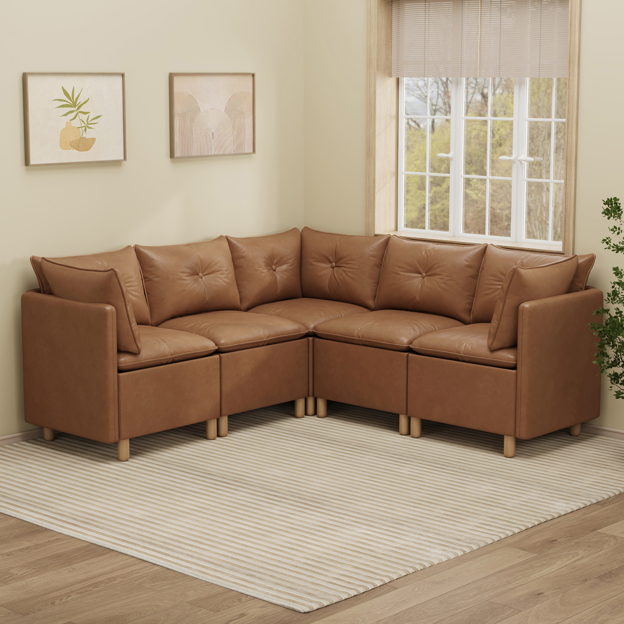5-Seat Cozy Corner Sectional with Hidden Storage