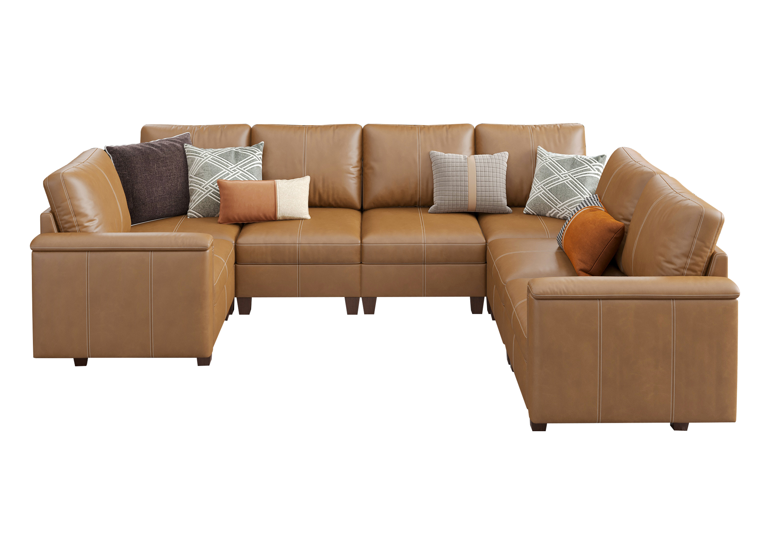 Nexus 7-Seat Faux Leather Sectional Sleeper Sofa