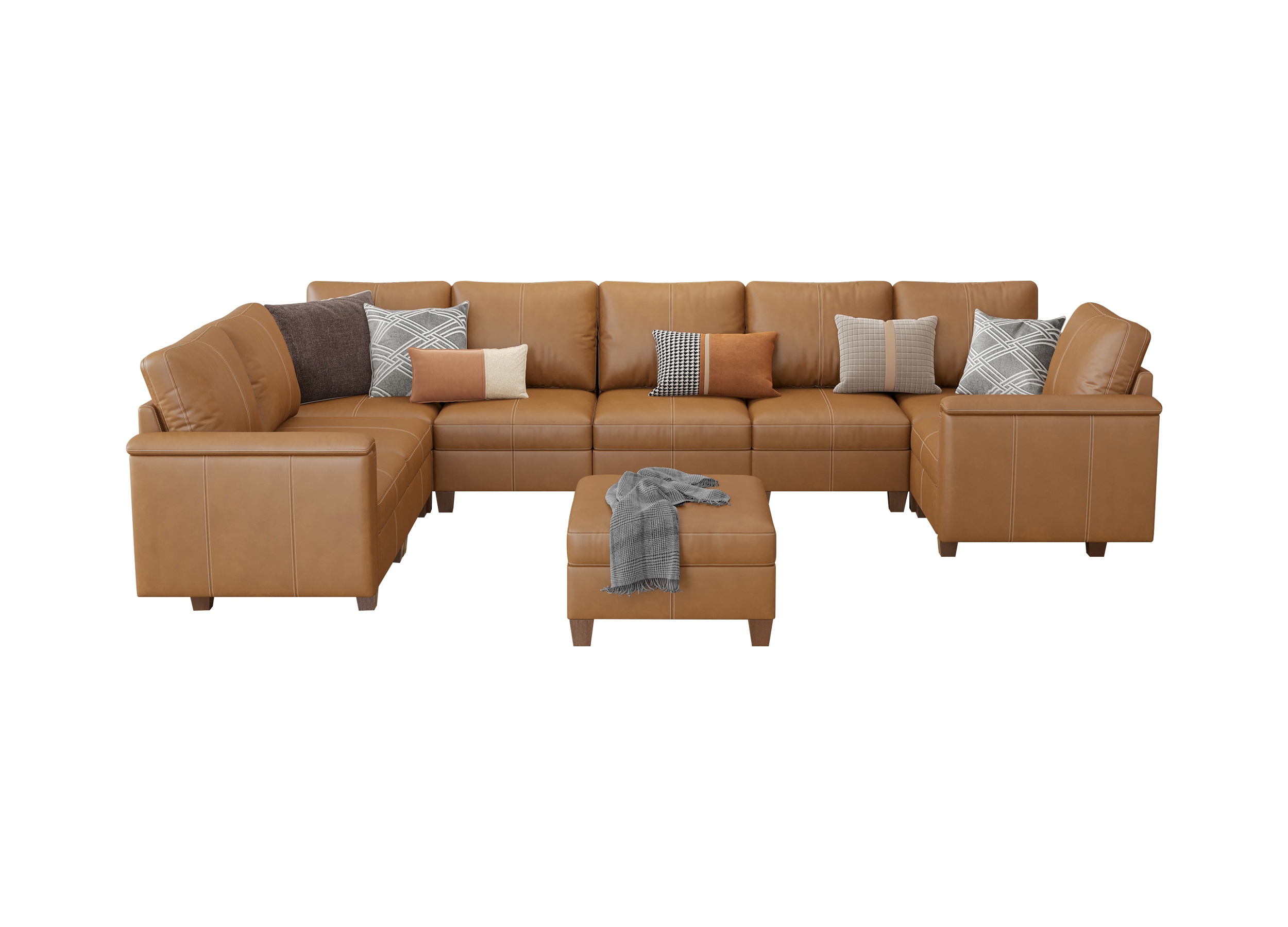Nexus 9-Seat Faux Leather Modular Sofa Bed