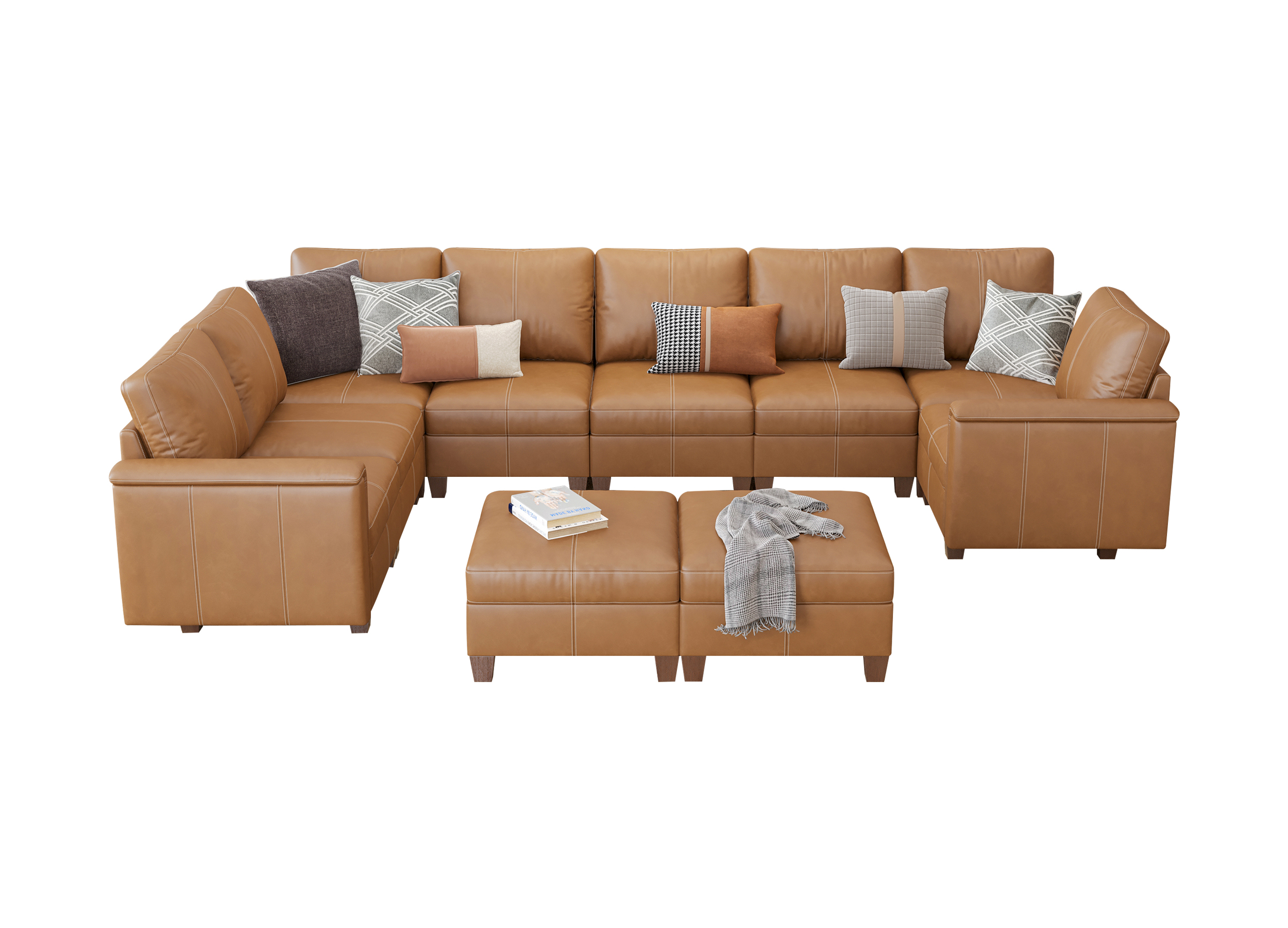 Nexus 10-Seat Faux Leather Modular Sofa