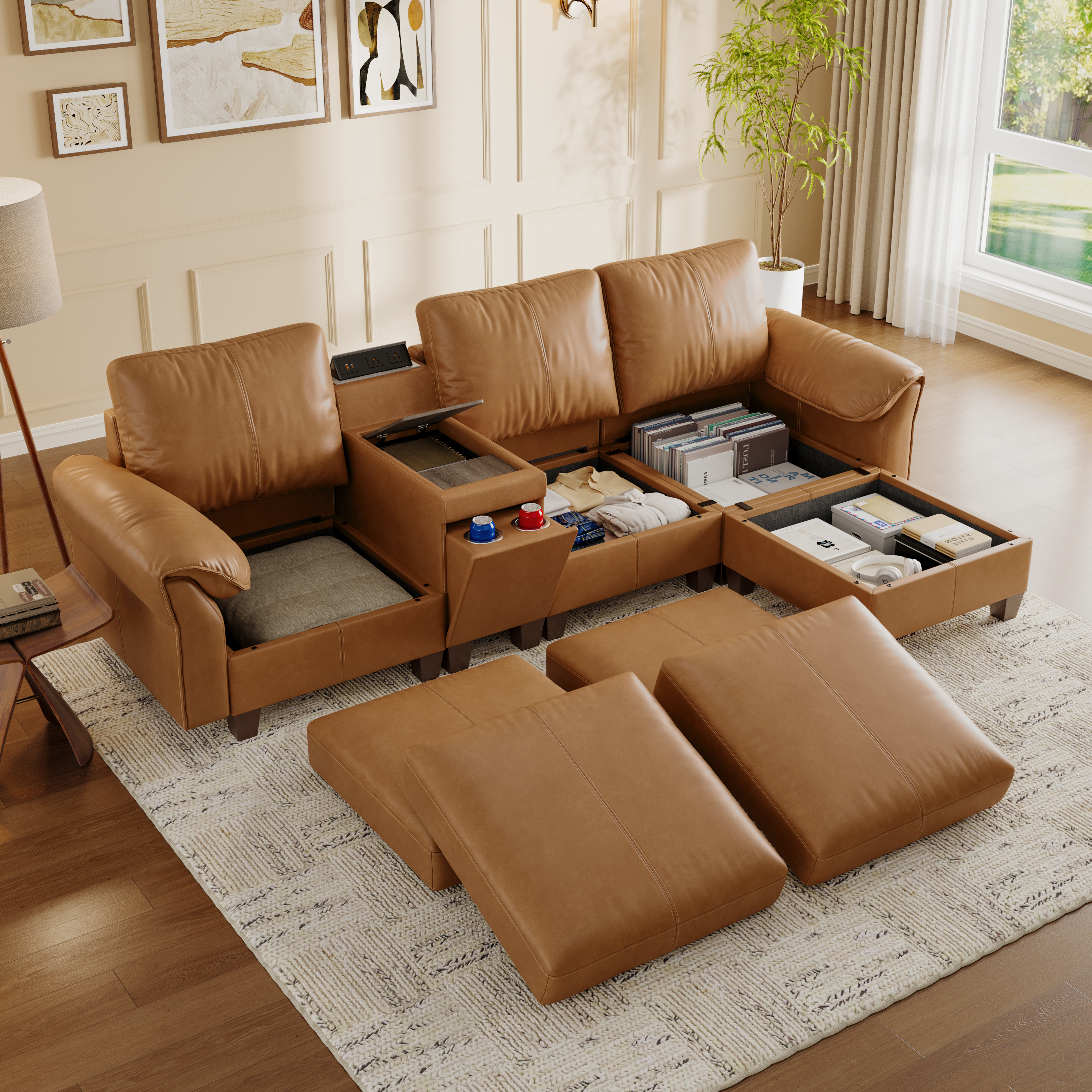 Nest Modular 4 Seats Sofa | with Chaise Longue | SITJOY