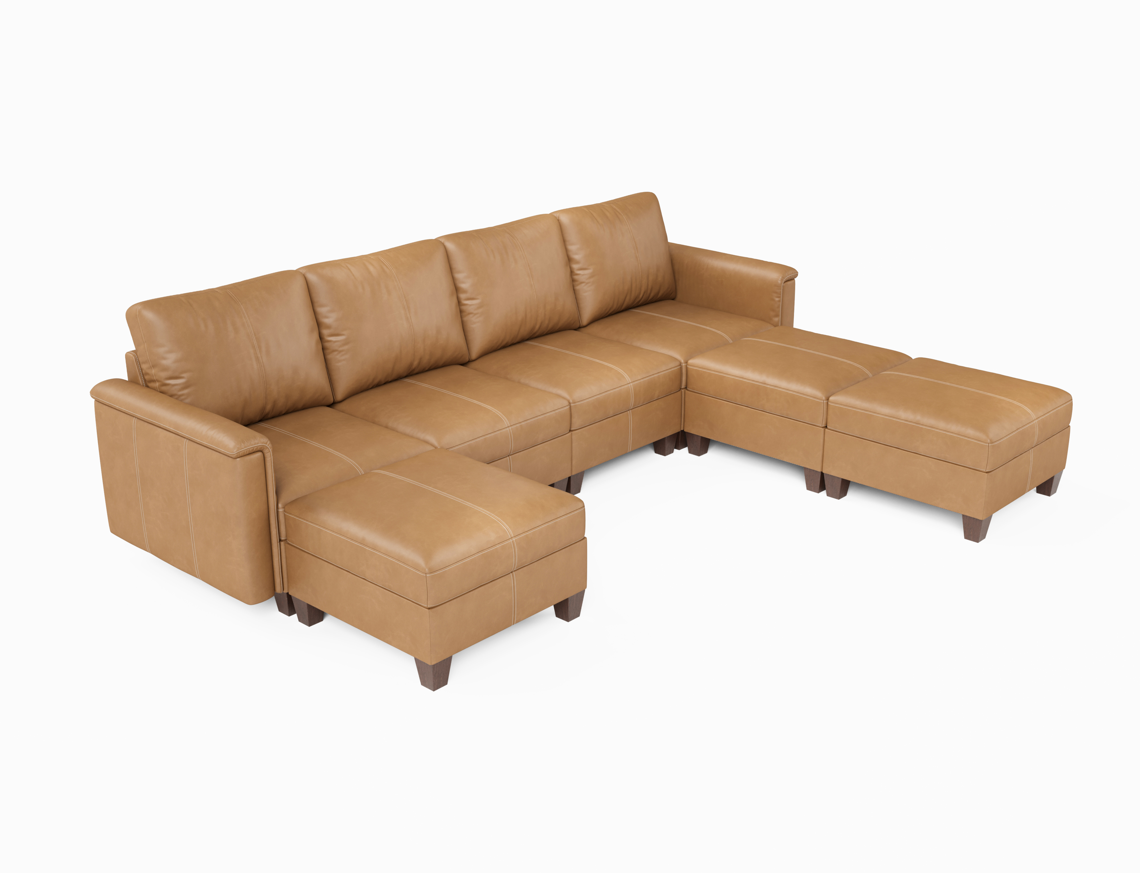 Nexus 7-Seat Faux Leather Modular Sofa
