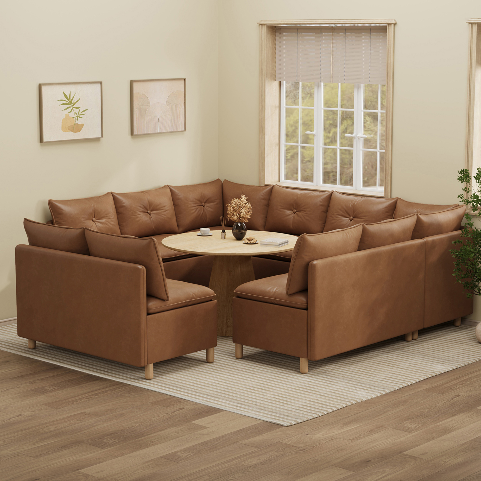 10-Seat U-shaped Breakfast Nook with Hidden Storage