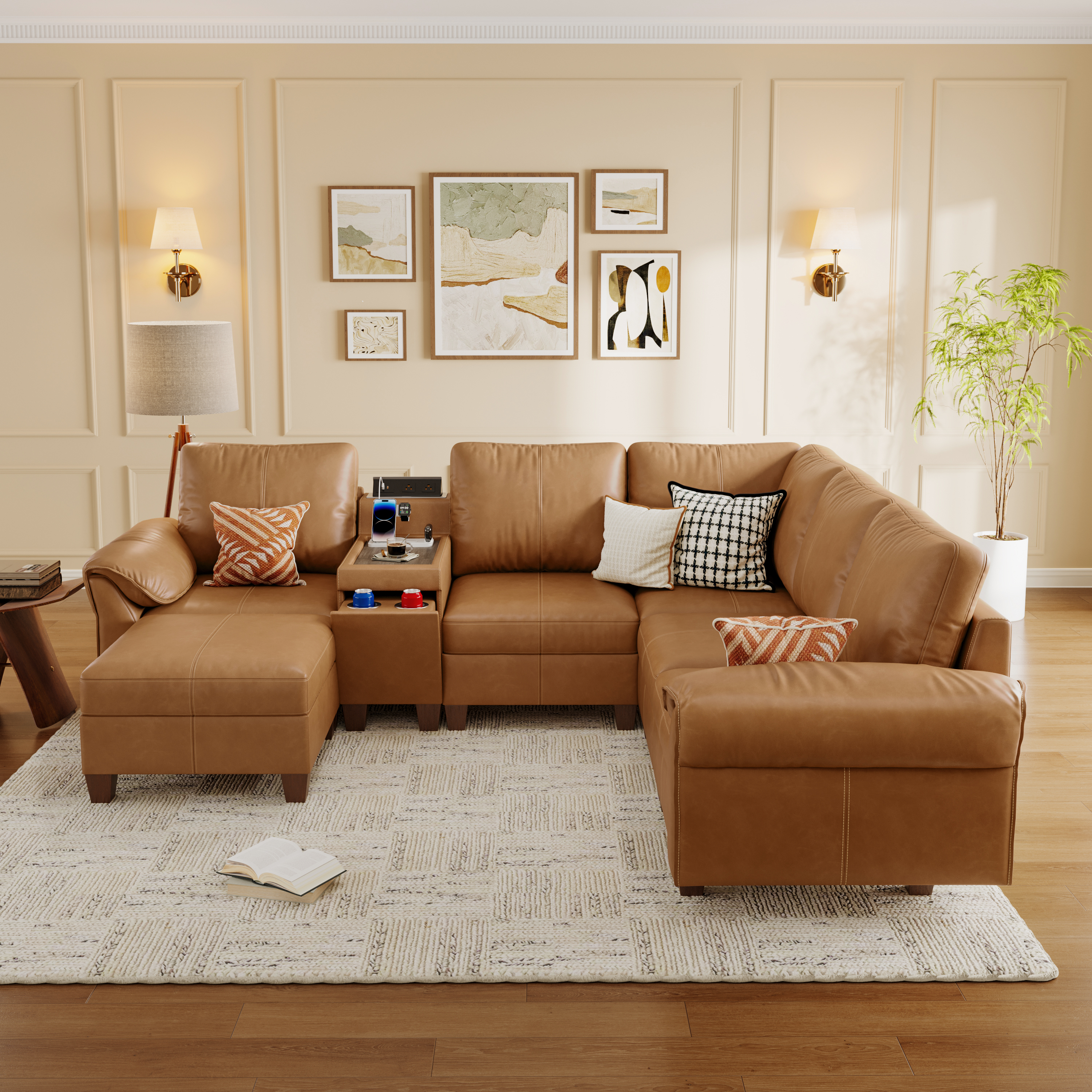 Nest Modular 6 Seats Sofa | Storage Console & Ottoman | SITJOY