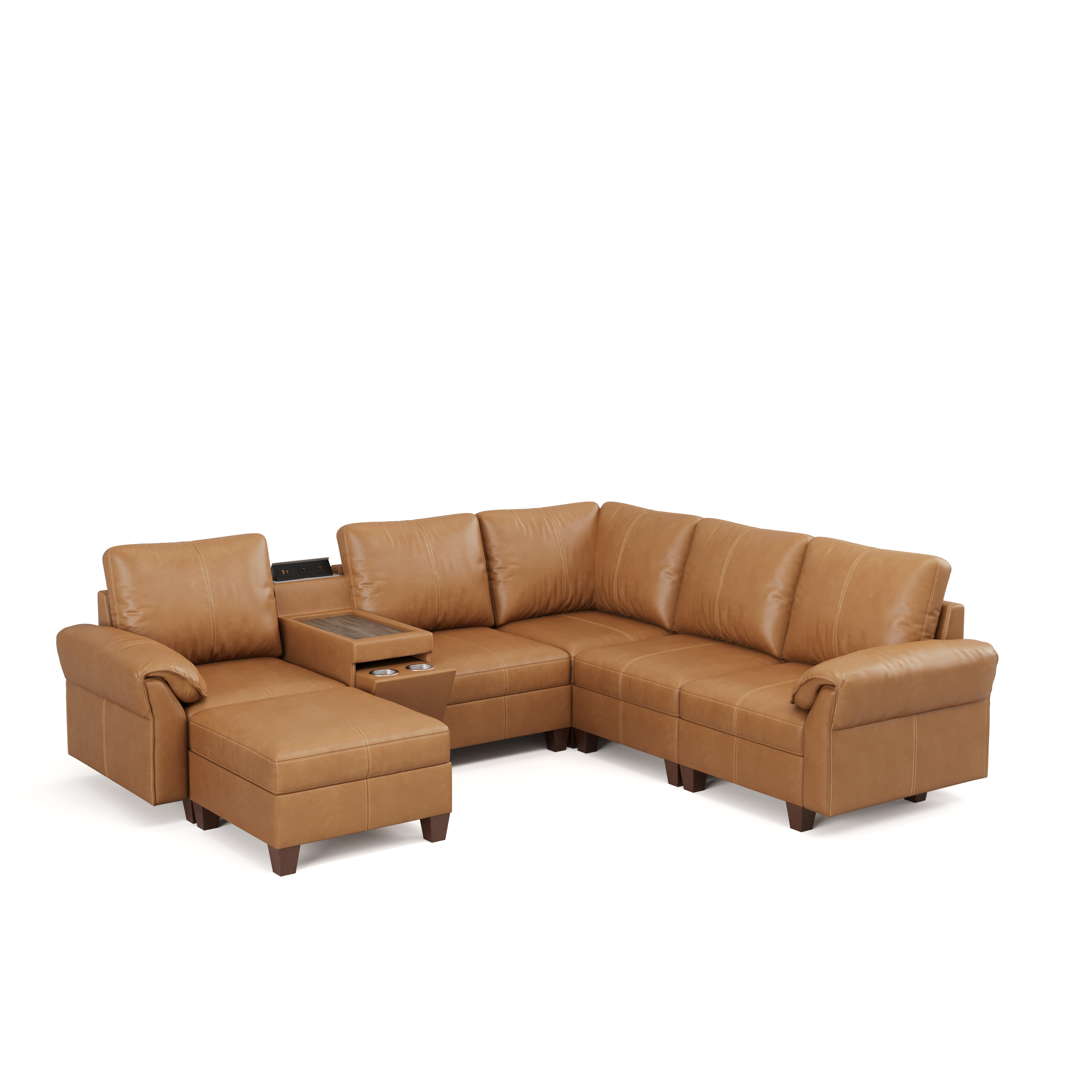 Nest Modular 6 Seats Sofa | Storage Console & Ottoman | SITJOY