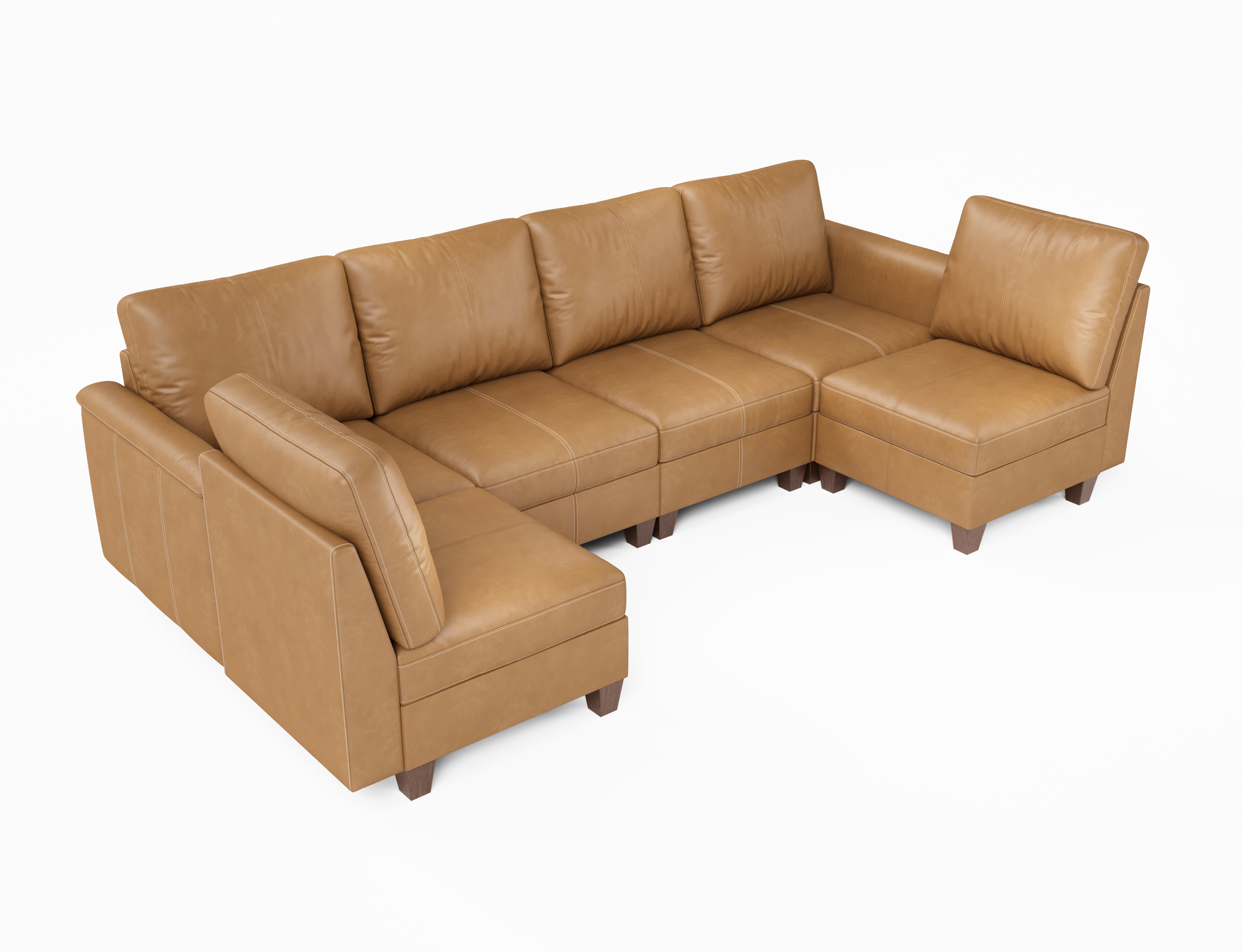 Nexus 6-Seat Faux Leather L-Shaped Modular Sofa